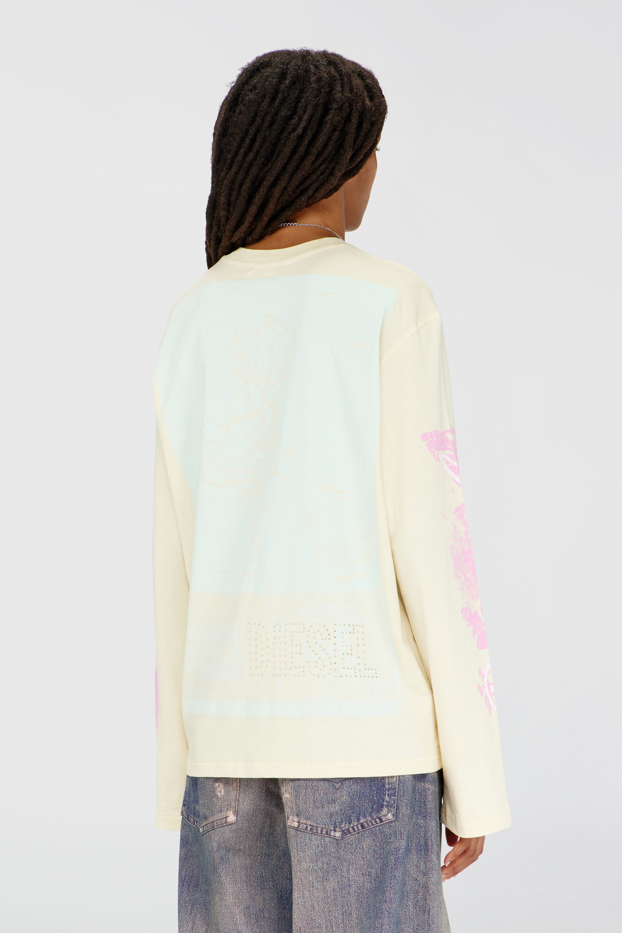 Women's Long-sleeve T-shirt with graphic prints and crystals