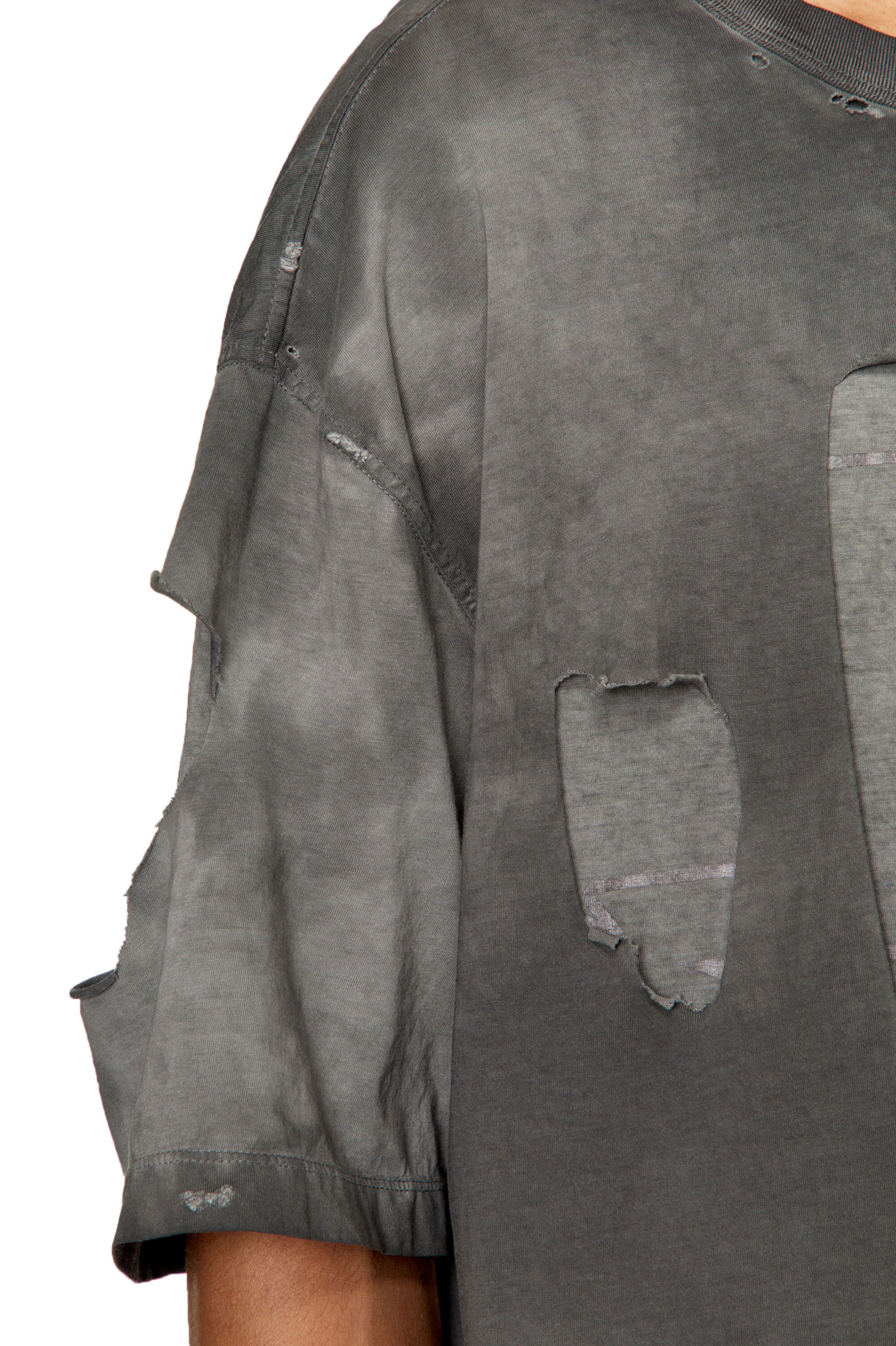Diesel - T-ASHY, Male's Dual-layer T-shirt with oval D logo in Dark Grey - 4