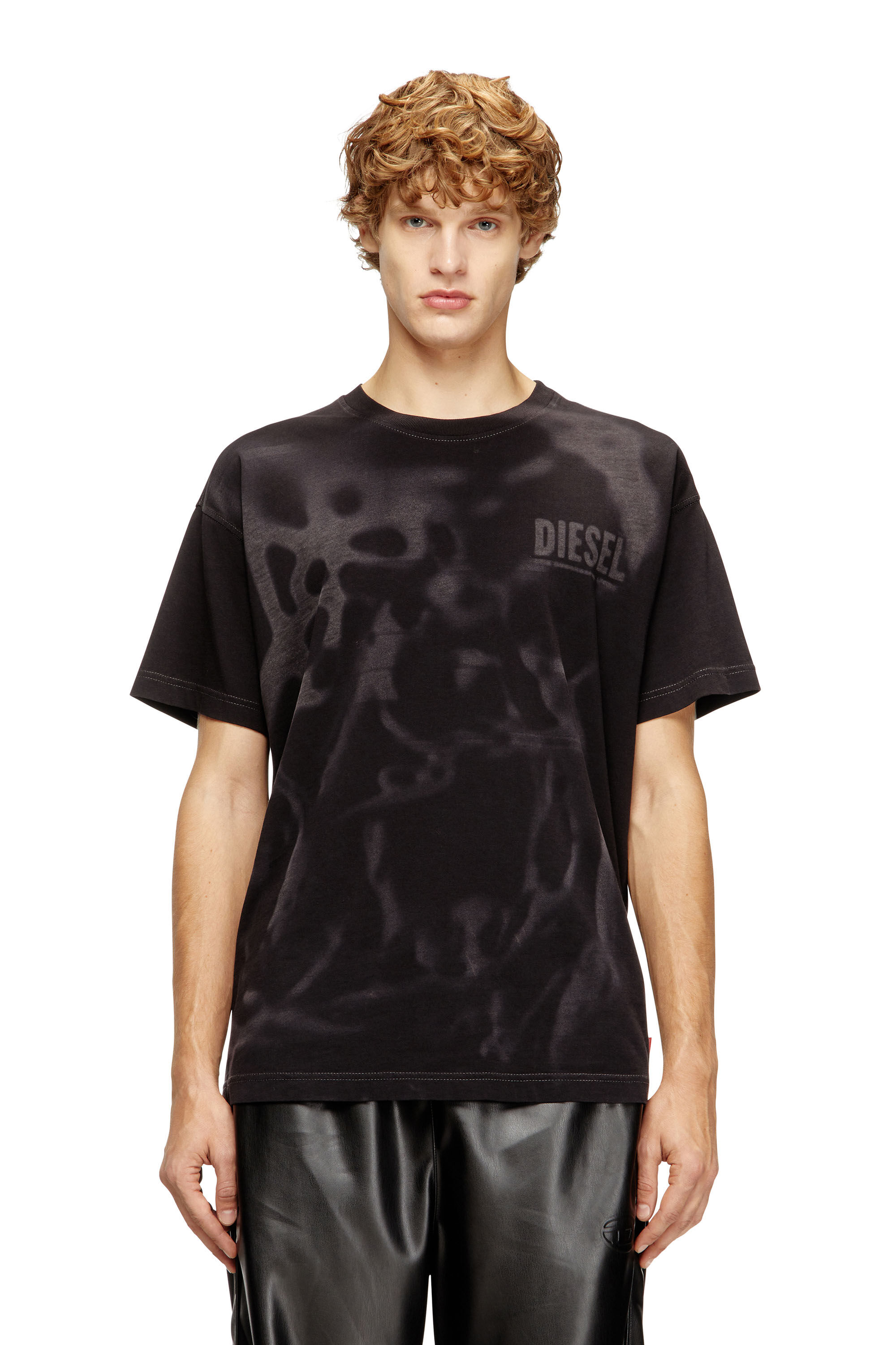 Men's Cotton T-shirt with laser print | Black | Diesel