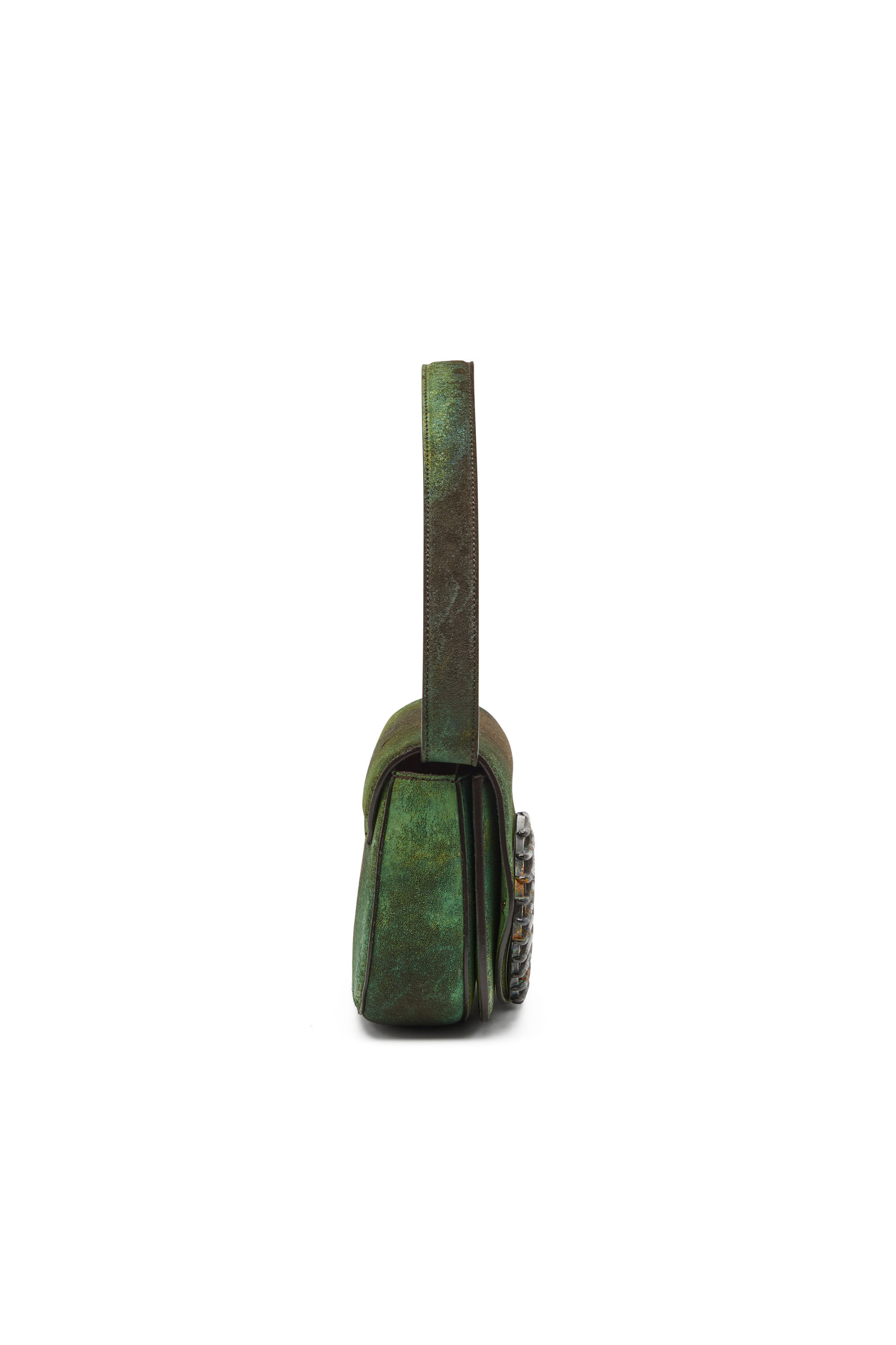 Diesel - 1DR, Female's 1DR-Iconic shoulder bag in oxidised leather in Dark Green - 4