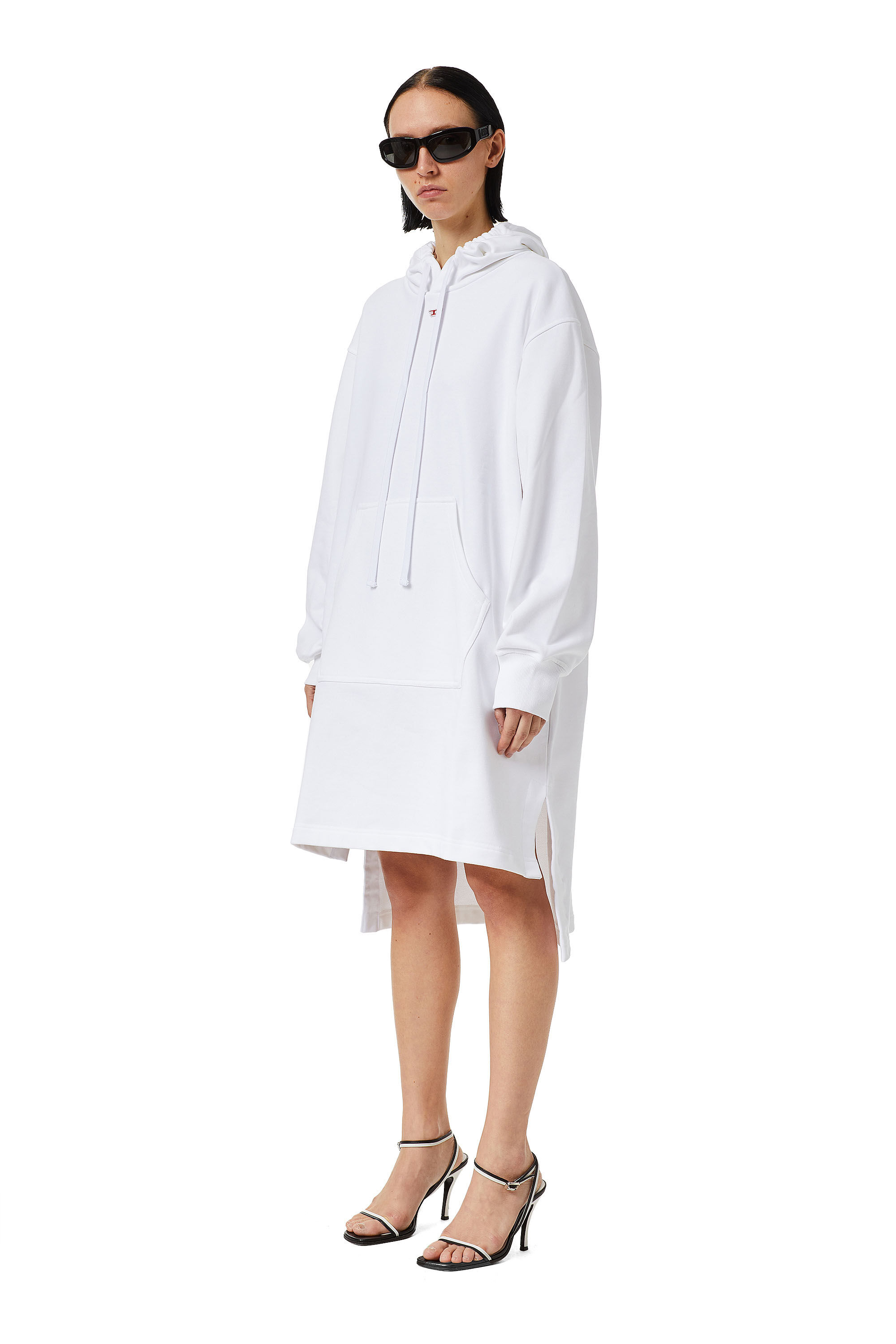Women's hoodie dress with D logo | White | Diesel