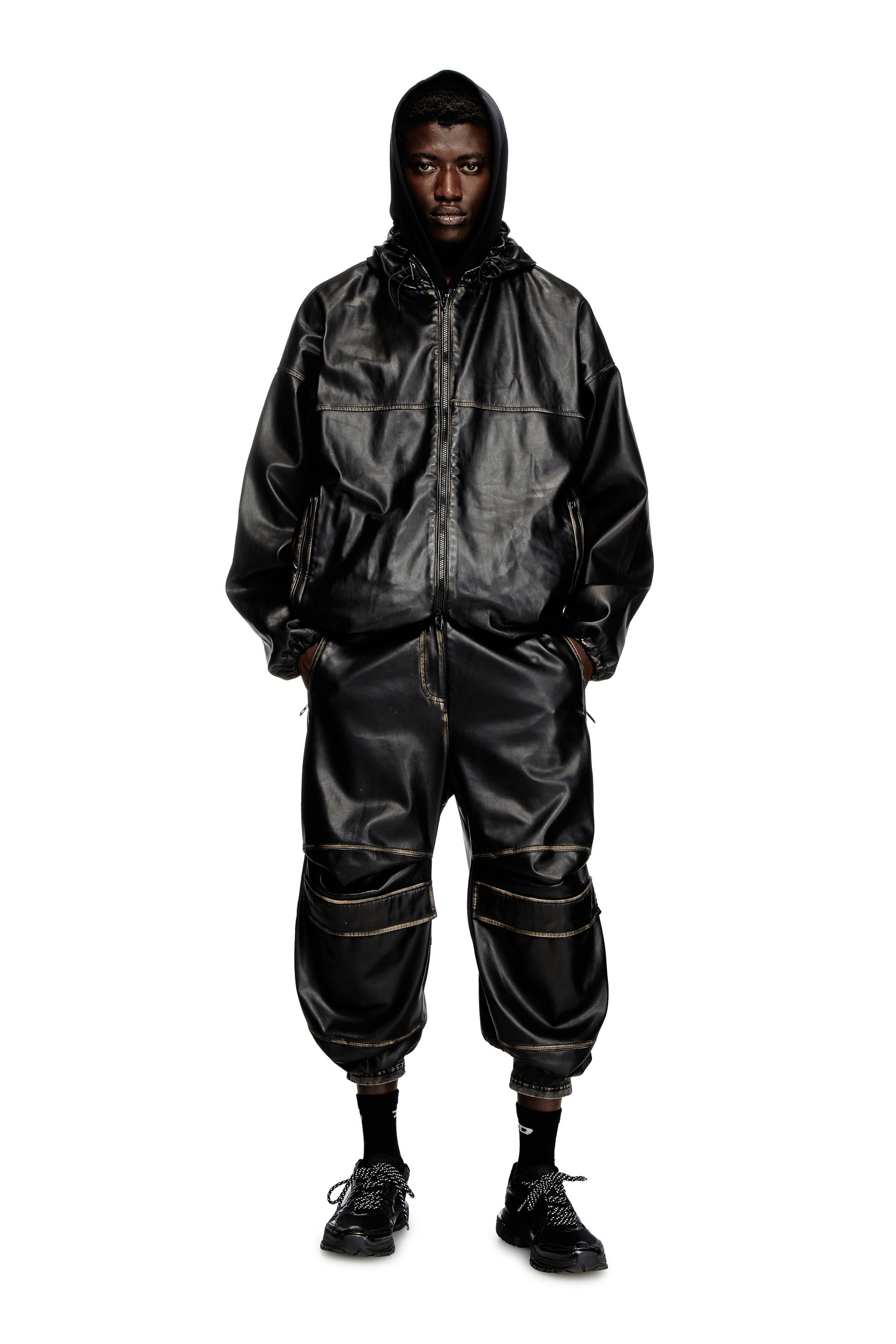 Women's Distressed hooded jacket | Black | Diesel {{Country}}