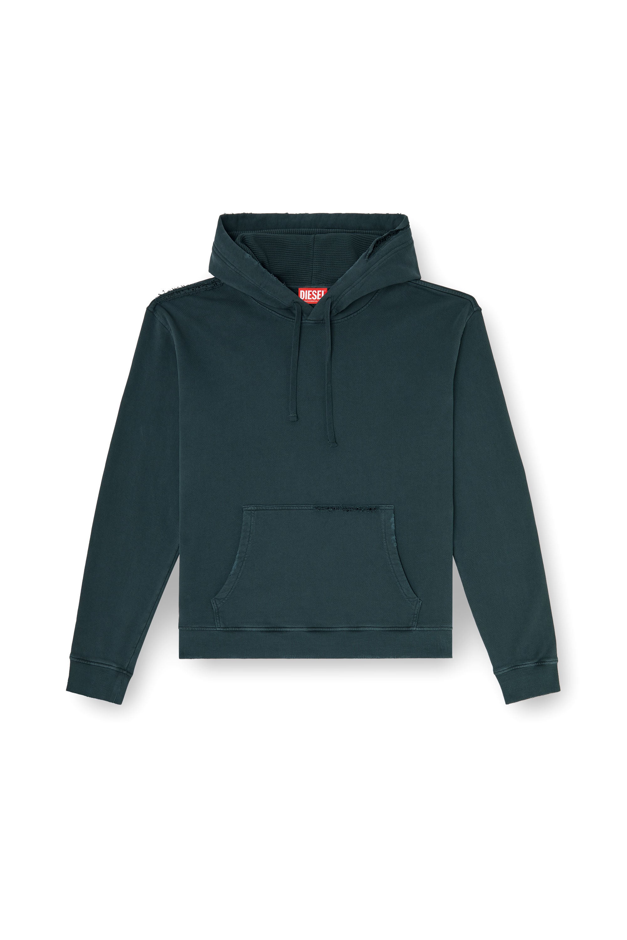Diesel - S-NORM-HOOD-CRYSTALS, Male's Hoodie with rips and crystal details in Dark Green - 2