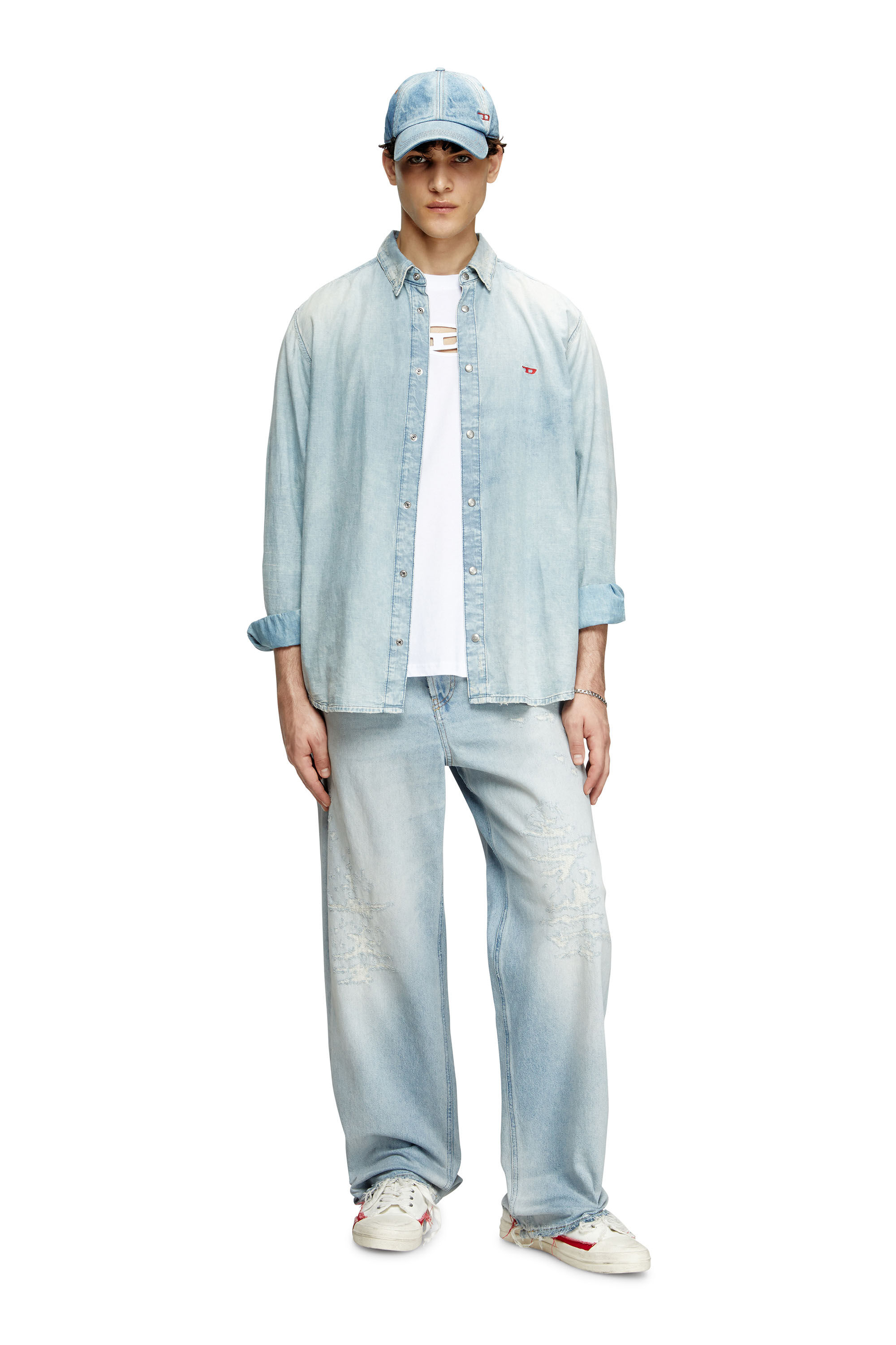 Women's T-shirt with embroidered Oval D | White | Diesel Women's T-shirt with embroidered Oval D | White | Diesel