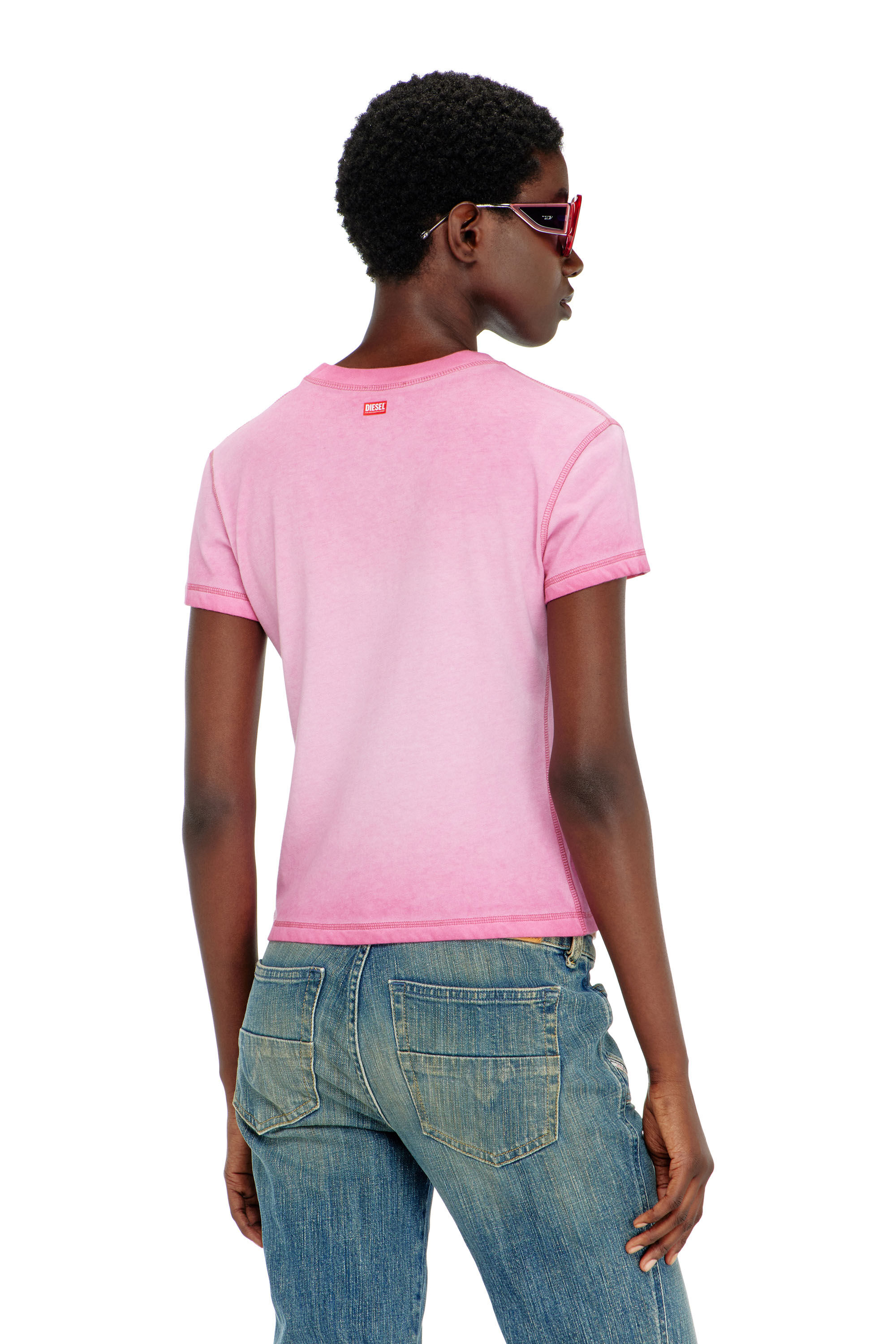 Diesel - T-ILA-AA7, Camiseta slim con d&eacute;vor&eacute; Phoenix Mujer in Rosa - 4