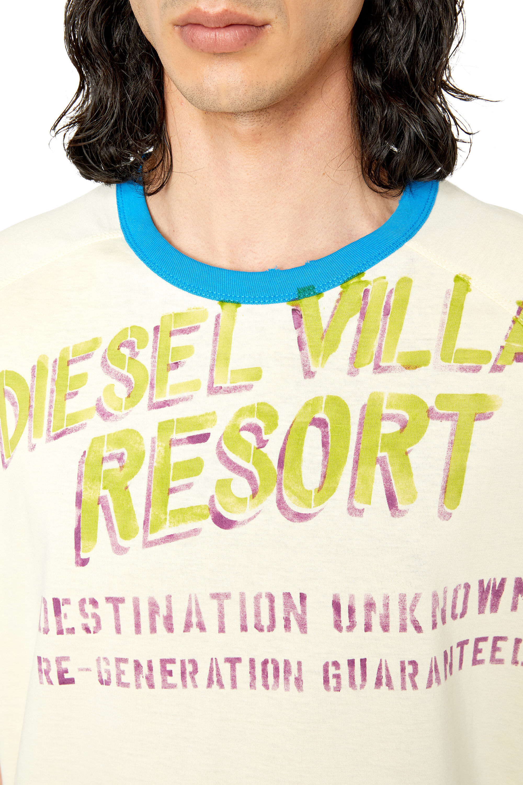 Diesel - T-DIELAN, T-shirt avec imprimé pochoir réalisé à la main Homme in Blanc - 4