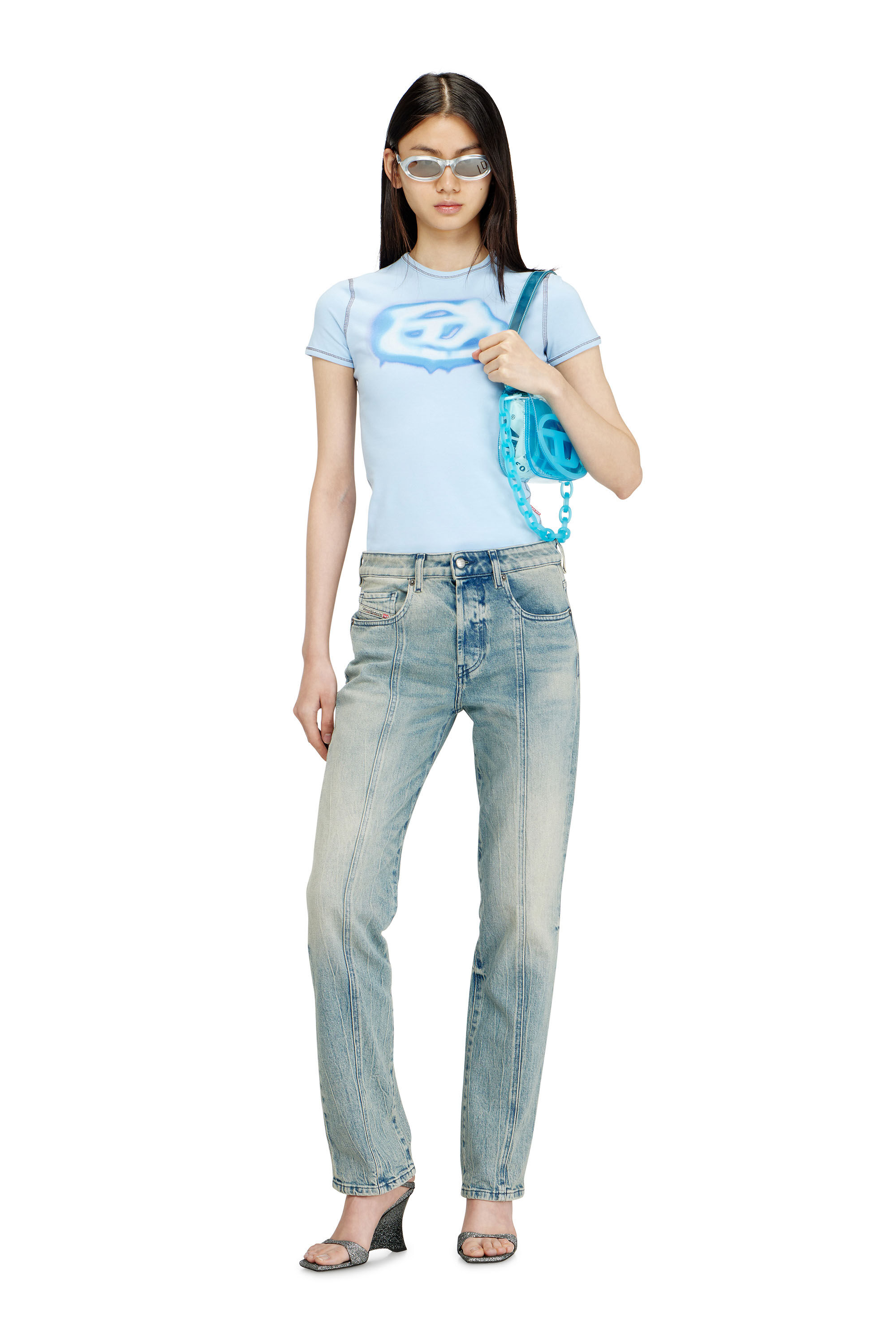 Women's 1DR-Iconic shoulder bag in transparent TPU | Blue | Diesel
