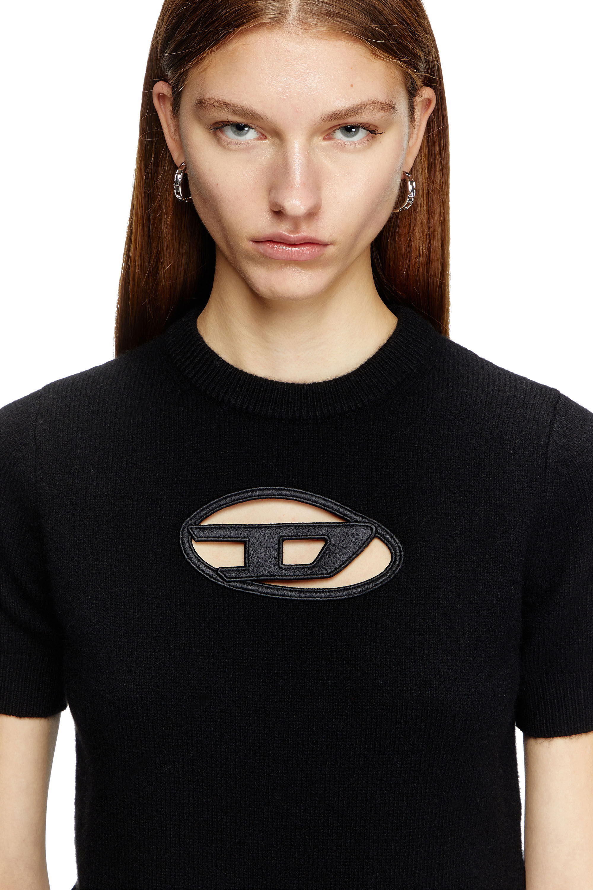 Women's Short-sleeve jumper in cashmere blend | Black | Diesel