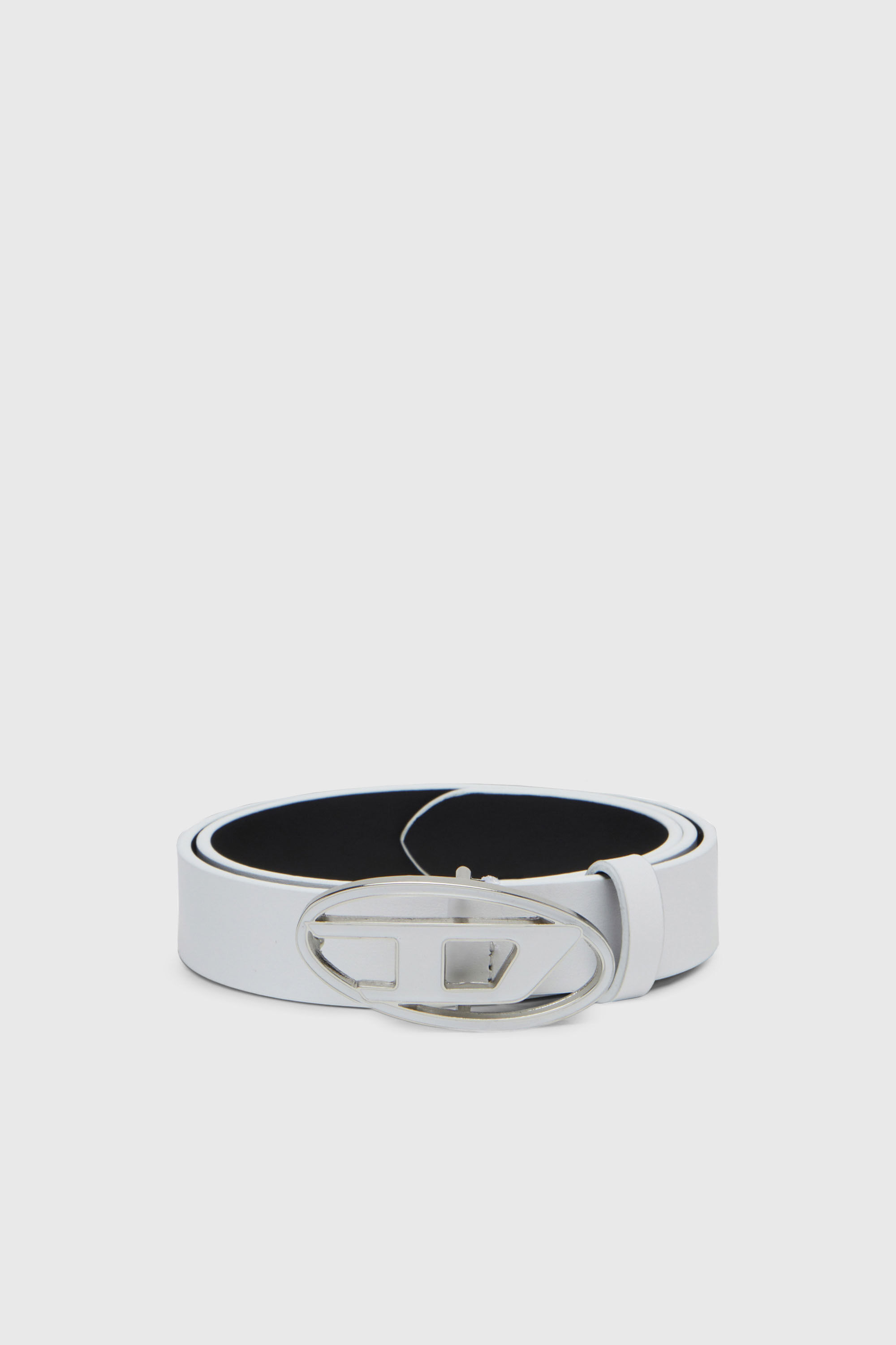 小物 DIESEL Enamelled D Buckle size 90 Women's 2.4cm leather belt with enamelled Oval D buckle | White