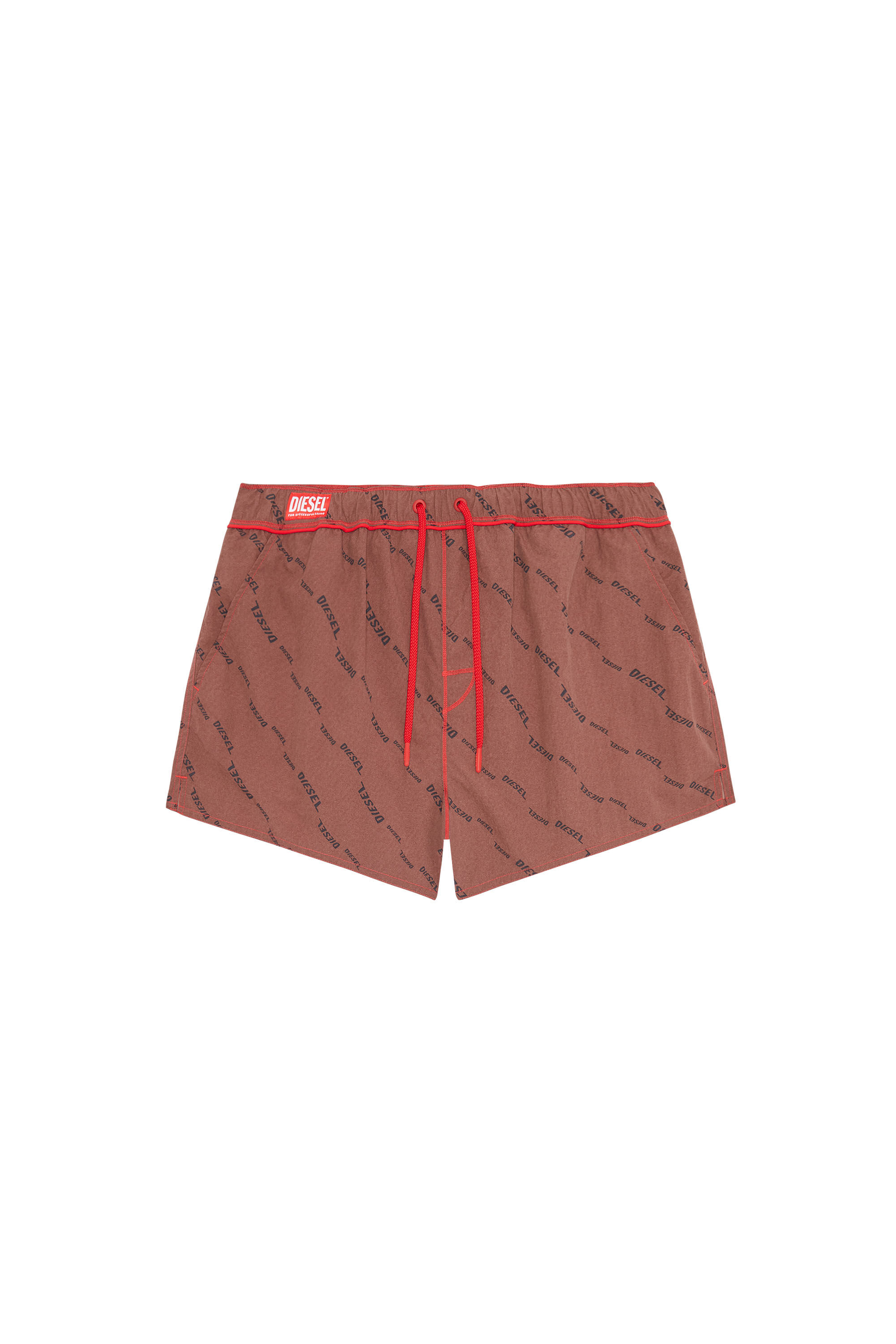 Diesel - BMBX-MIKE, Male's Nude swim shorts with logo print in Brown - 1