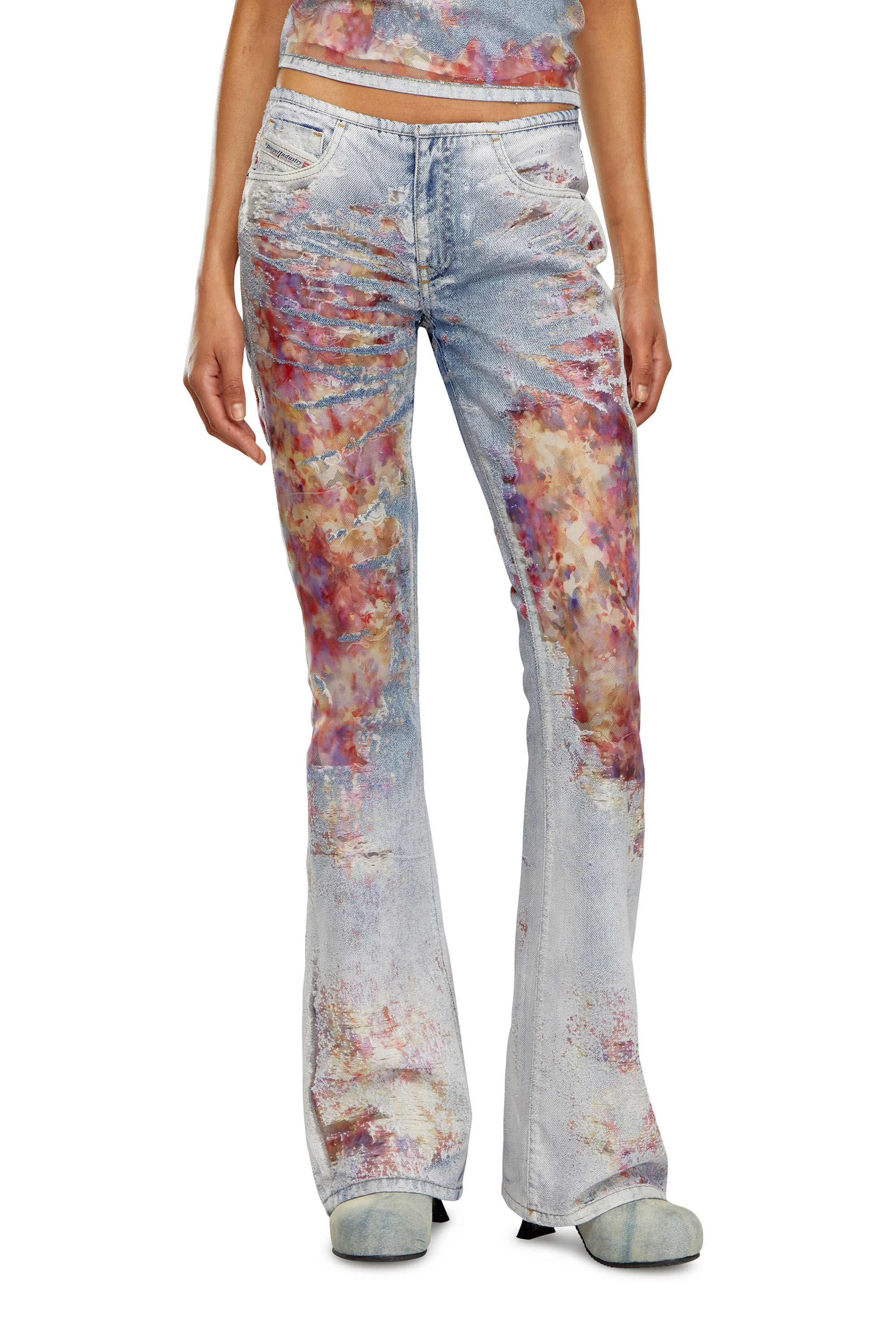 Diesel - Woman's Bootcut Jeans D-Shark 068MY, Blue/Pink - 3