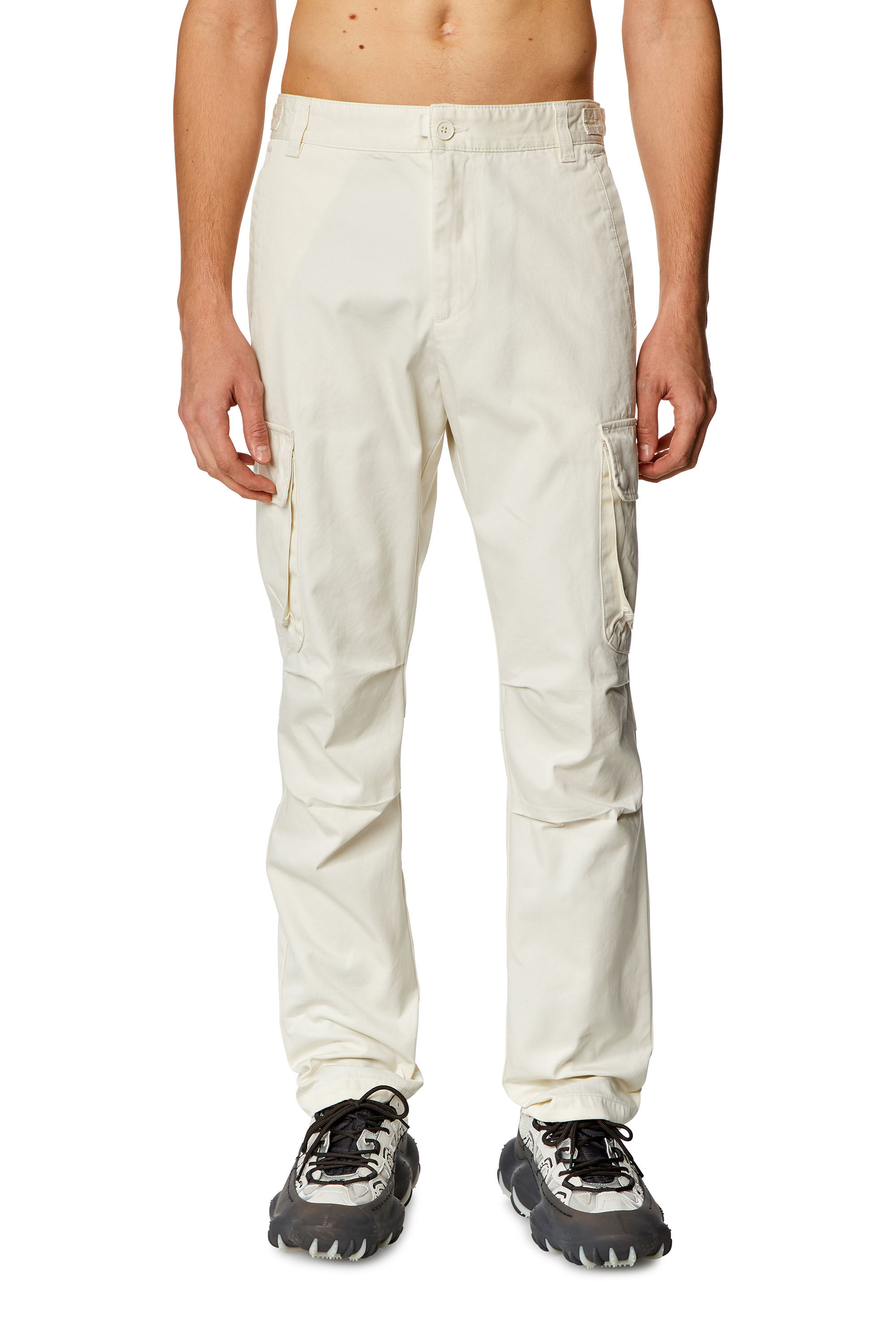 Diesel - P-ARGYM, Male's Twill cargo pants in organic cotton in White - 3