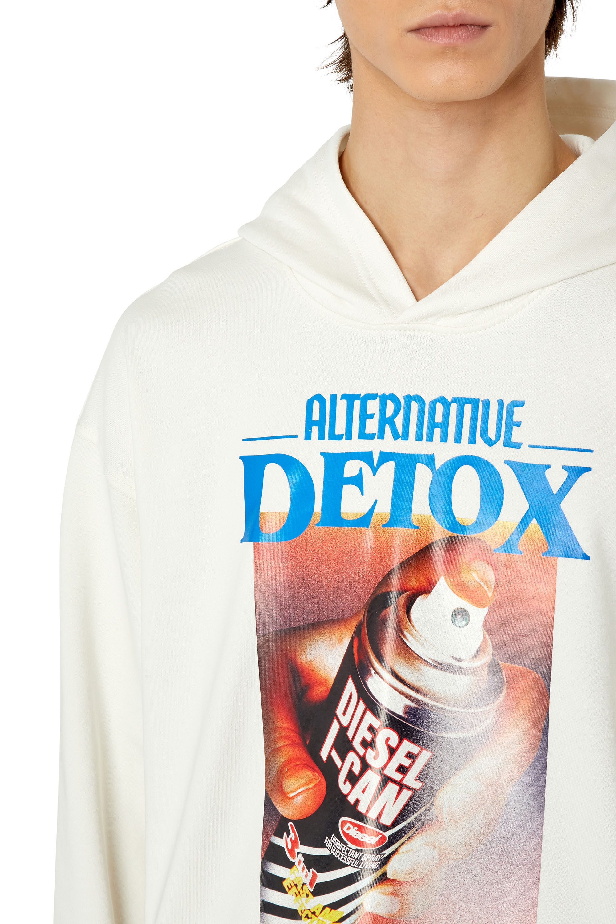 Diesel - S-MACSOUT-HOOD, Male's Hoodie with Diesel can print in White - 4