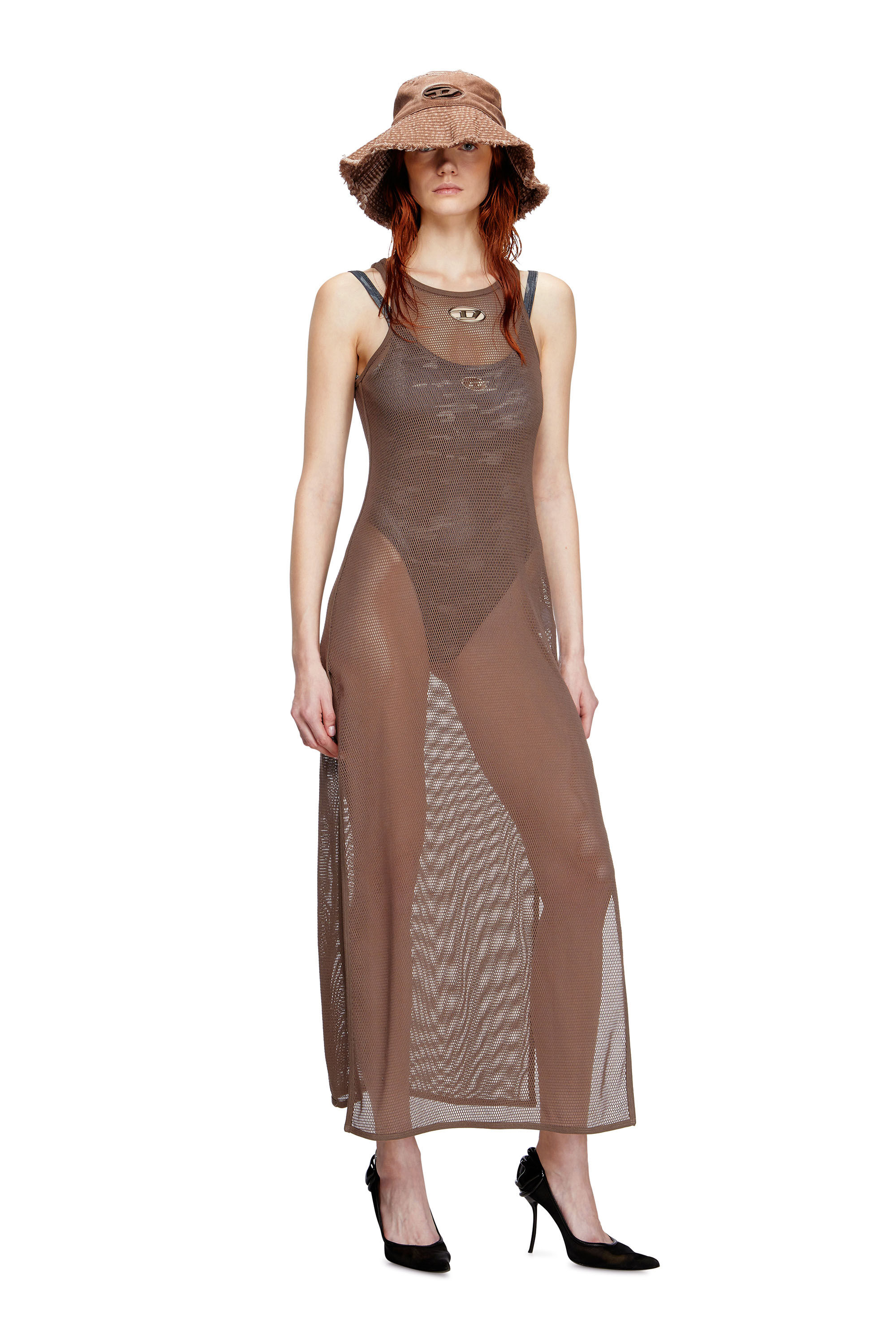 Diesel - JENNIFER-UTLT, Woman's Mesh beach cover-up in Brown - 3