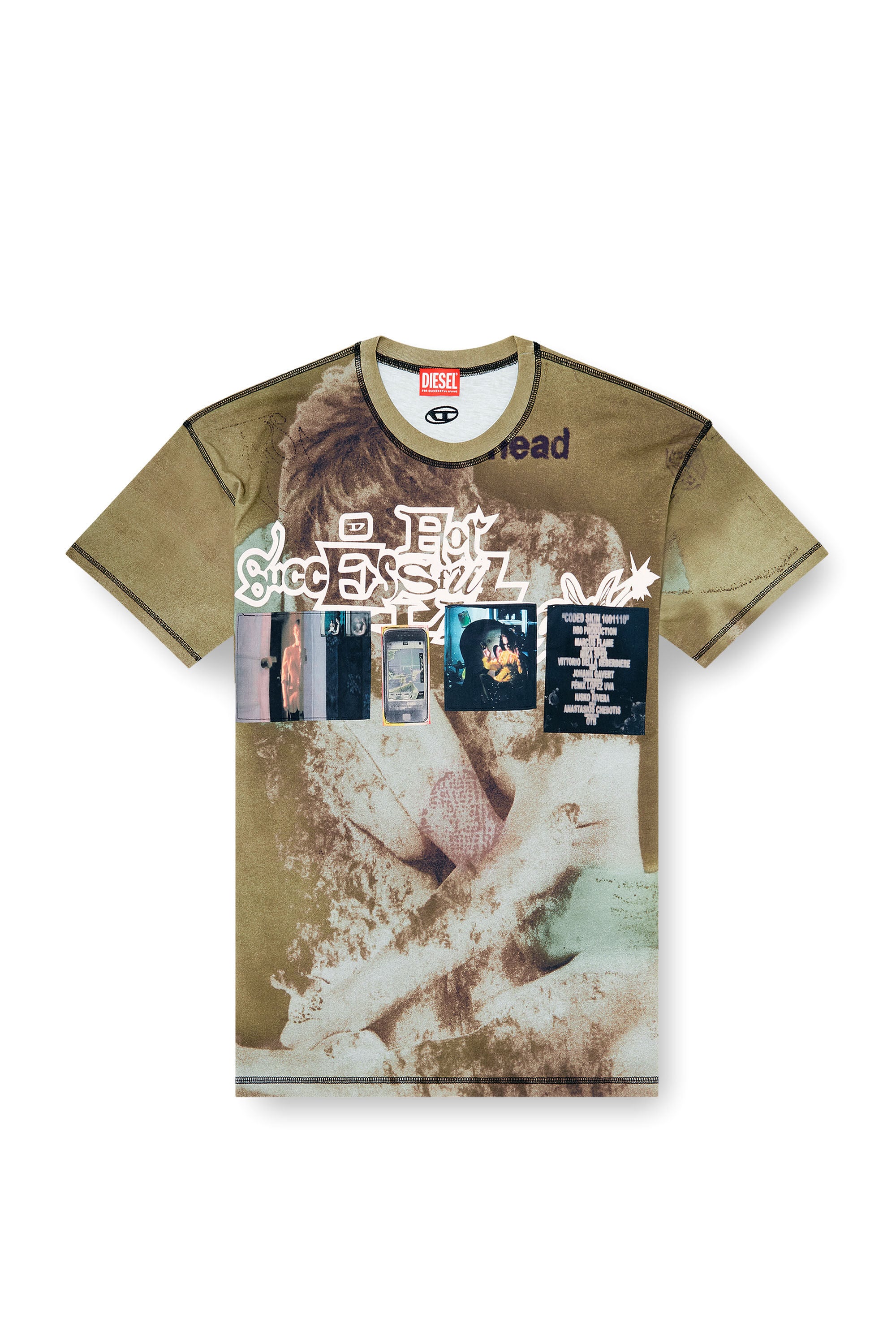 Men's Relaxed T-shirt with all-over prints and patches | Green