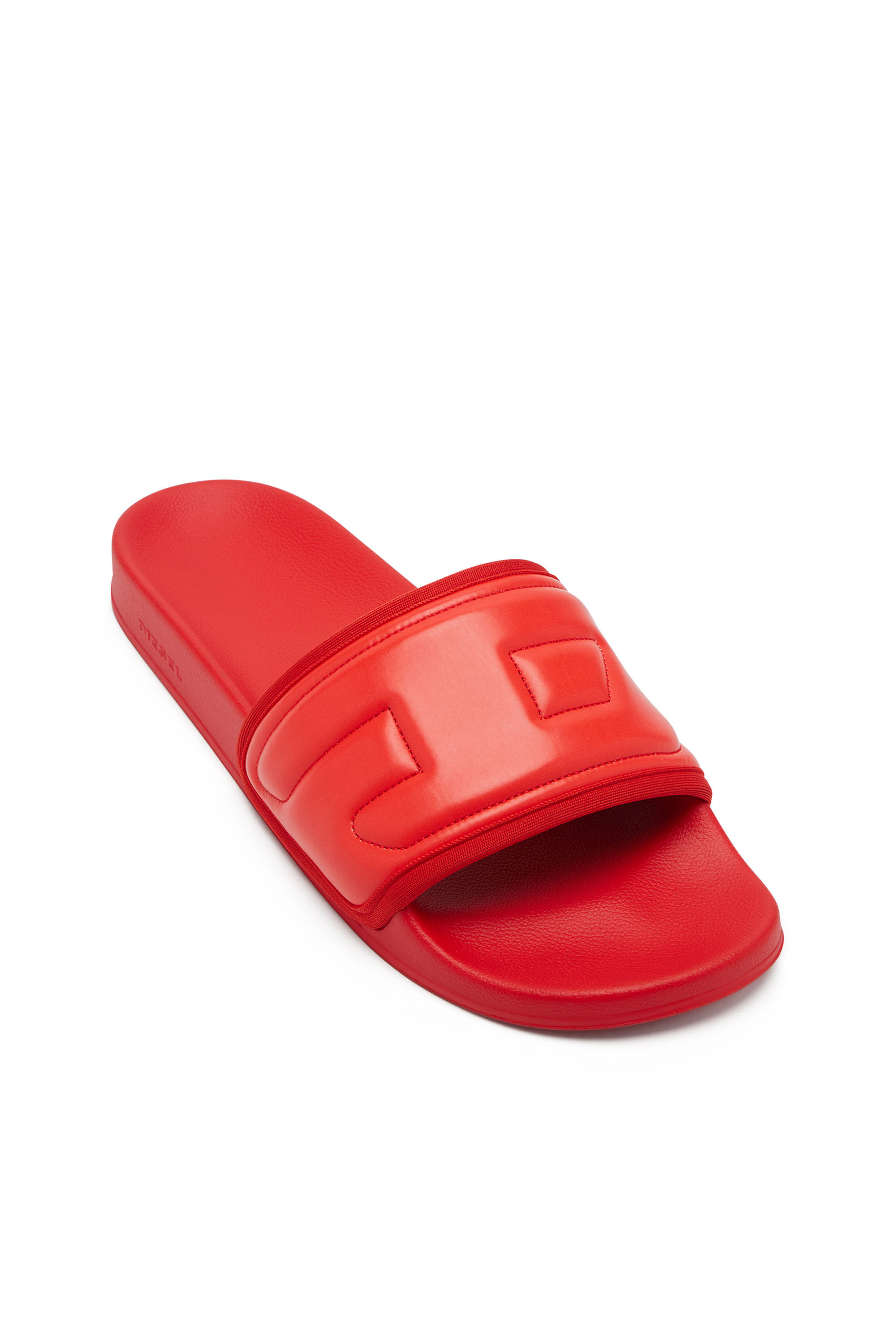 Diesel - SA-MAYEMI PUF X, Unisex's Sa-Mayemi Puf X - Pool slides with puffy D logo in Red - 6