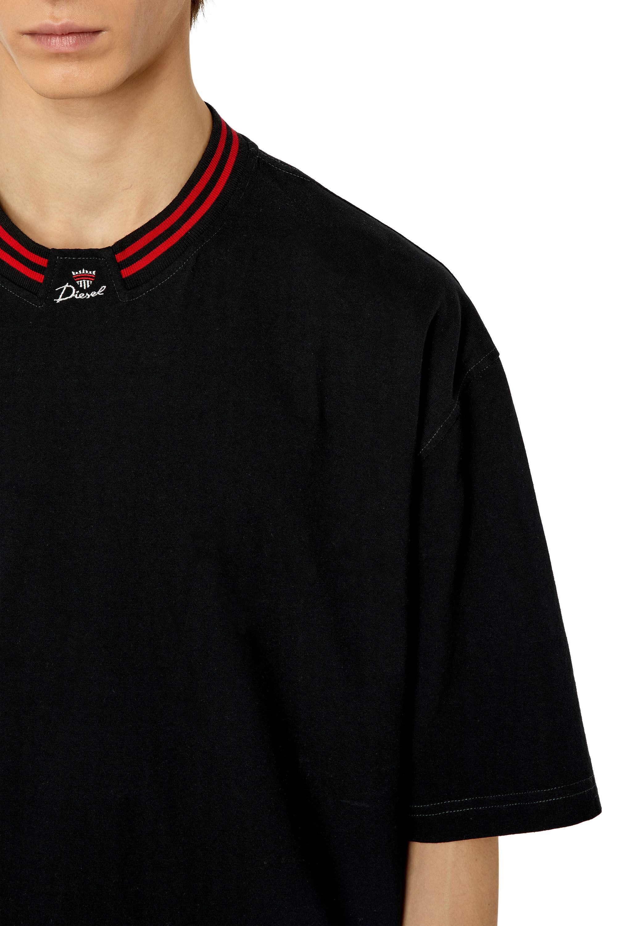 Diesel - T-KROWN, Male's T-shirt with logo neck in Black - 4