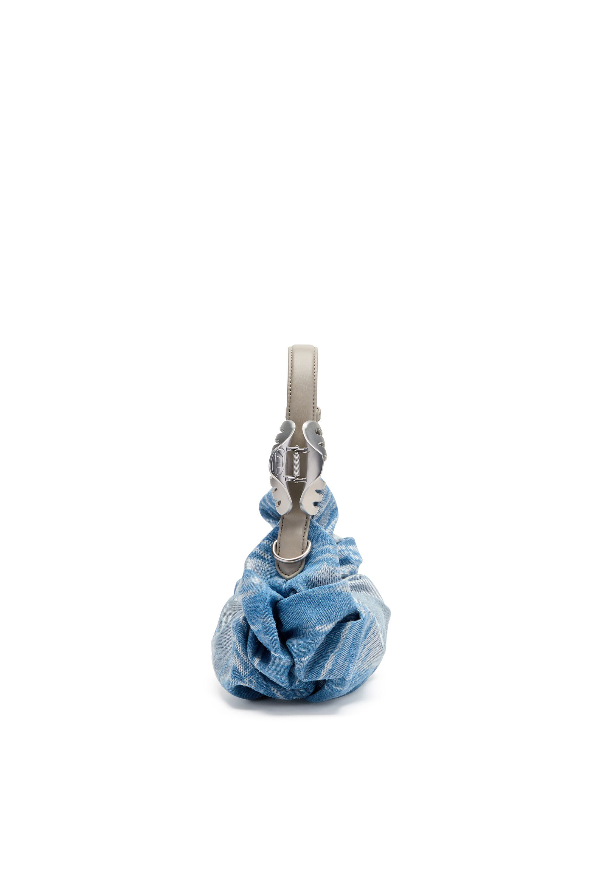 Women's Grab-D-Small scrunched hobo bag in satin denim | Blue