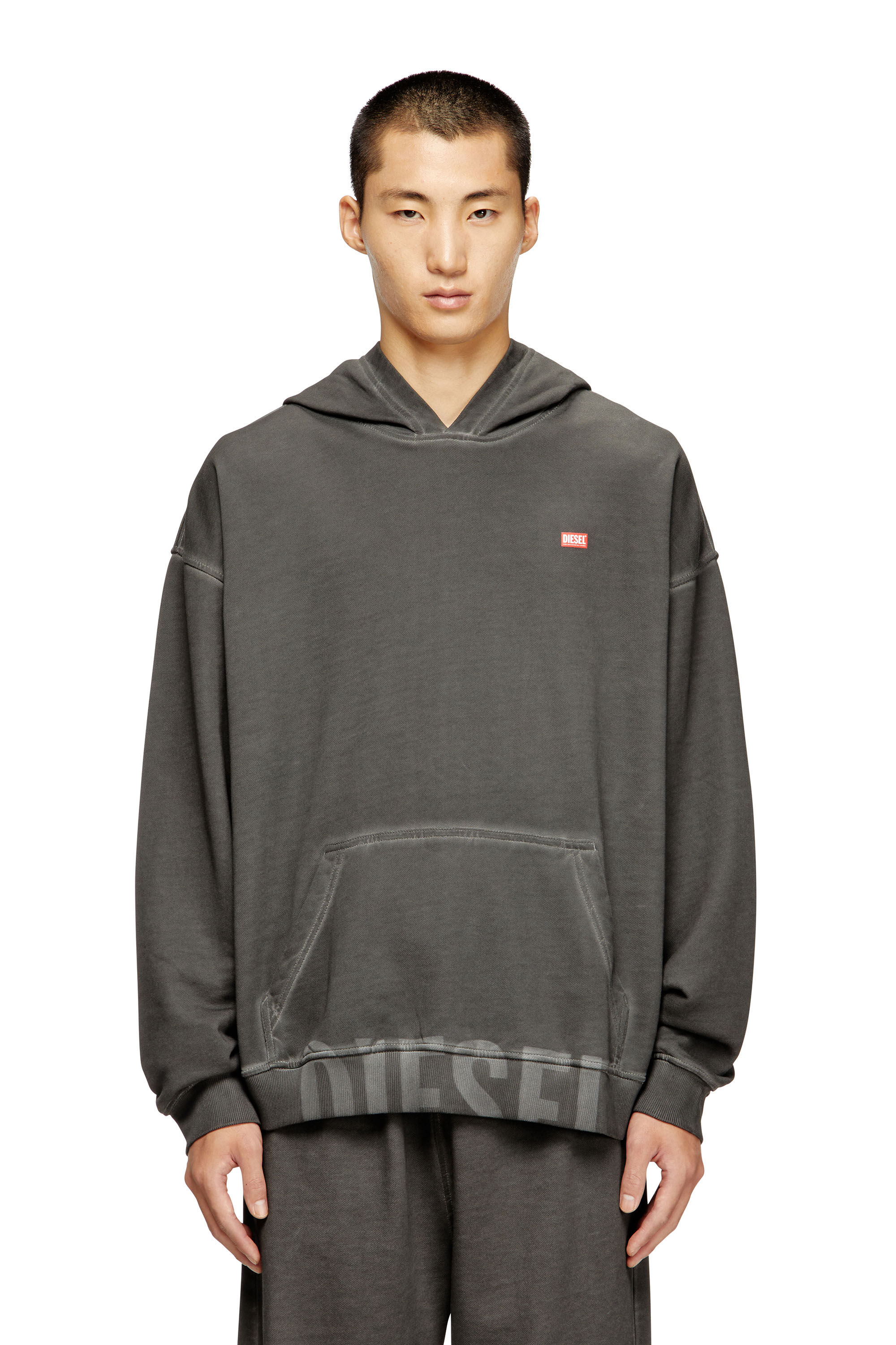 Men's Cotton hoodie with kangaroo pocket | Grey | Diesel