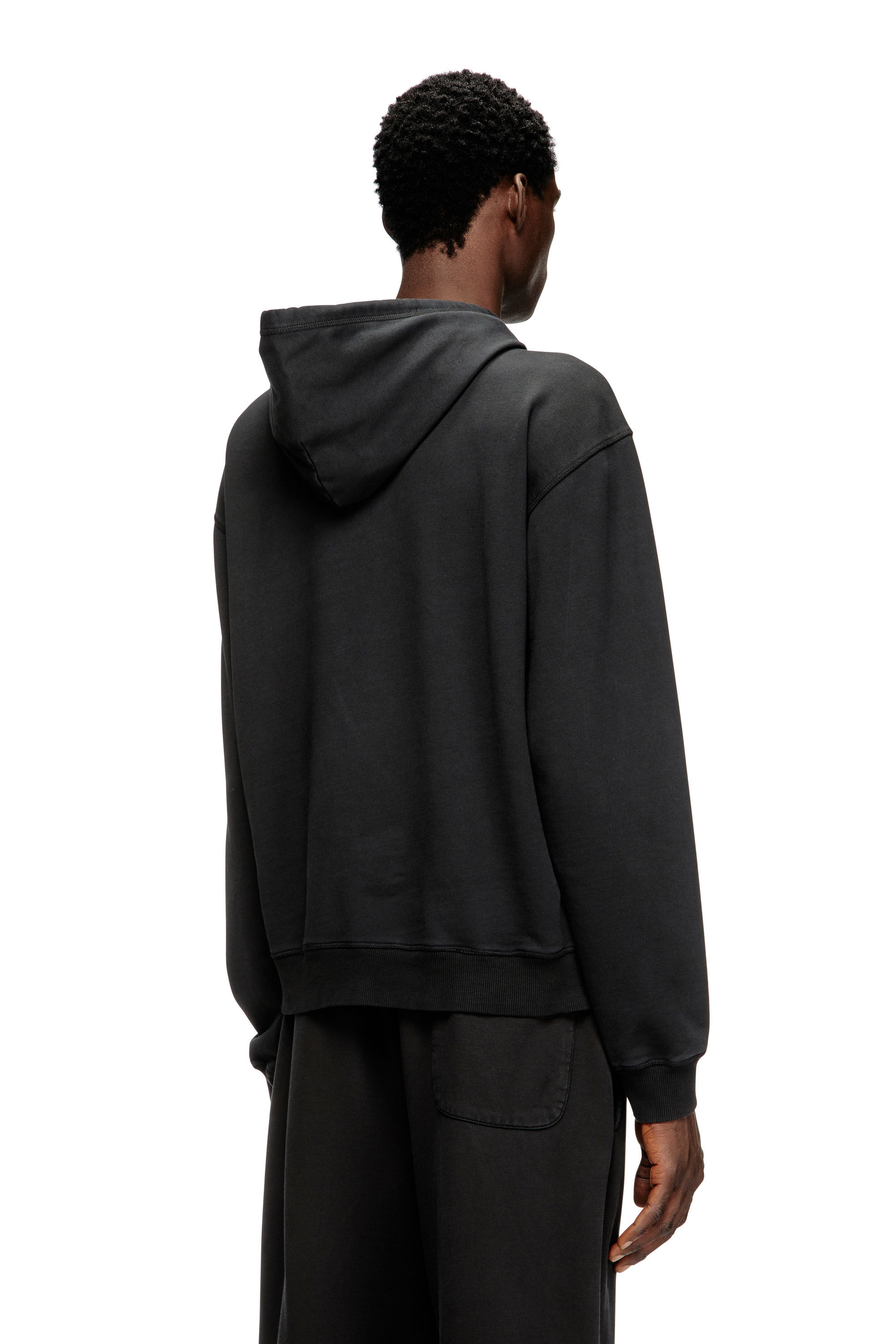 Diesel - S-NORM-HOOD-IOD, Sweat &agrave; capuche en coton avec Oval D m&eacute;tallique Homme in Noir - 4