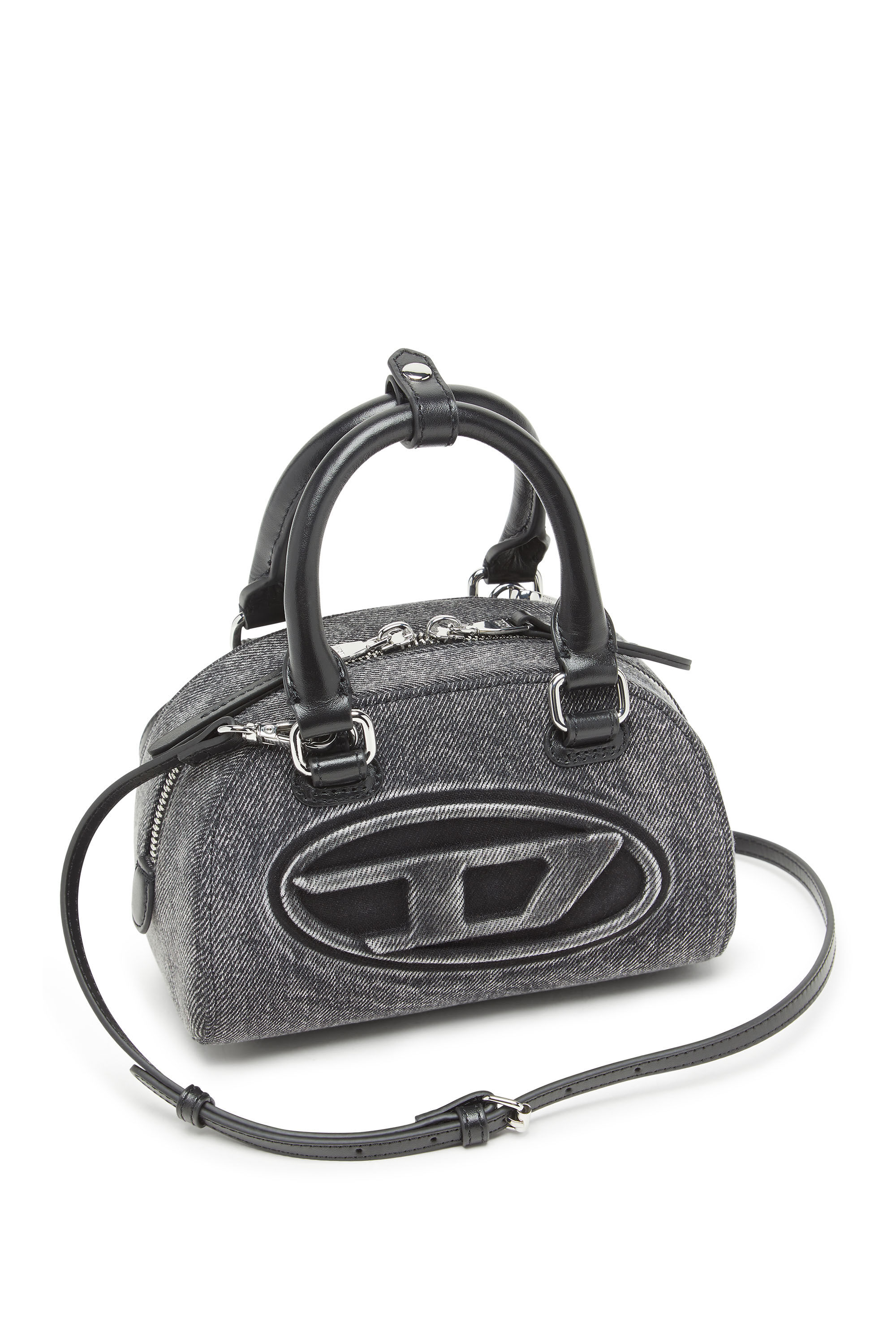 Diesel - 1DR DOME CROSSBODY, Female's 1DR Dome-Mini bowling bag in washed denim in Grey - 6