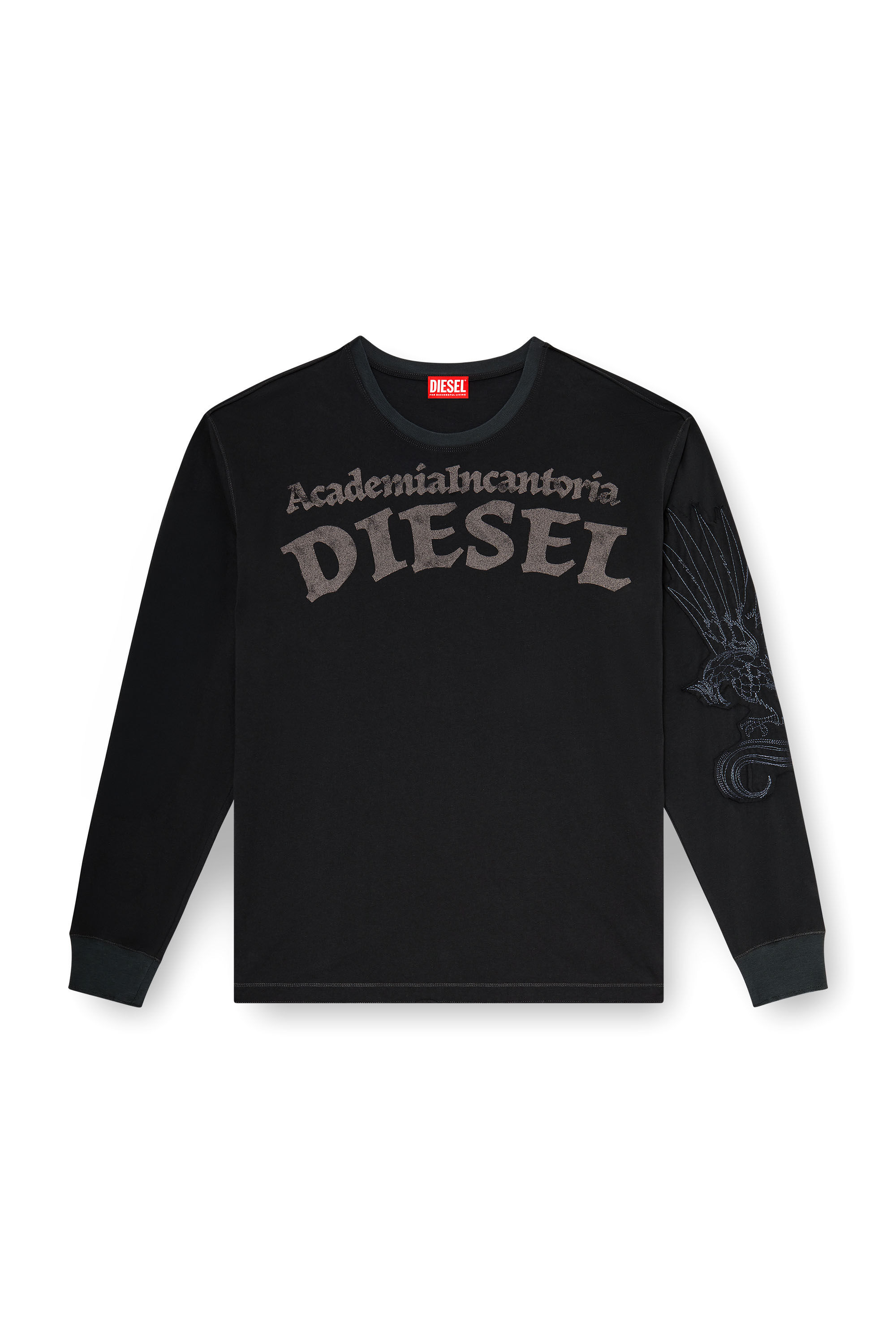 Diesel - T-NORM-LS-AA3, Male's Long-sleeve T-shirt with prints and patches in Black - 2