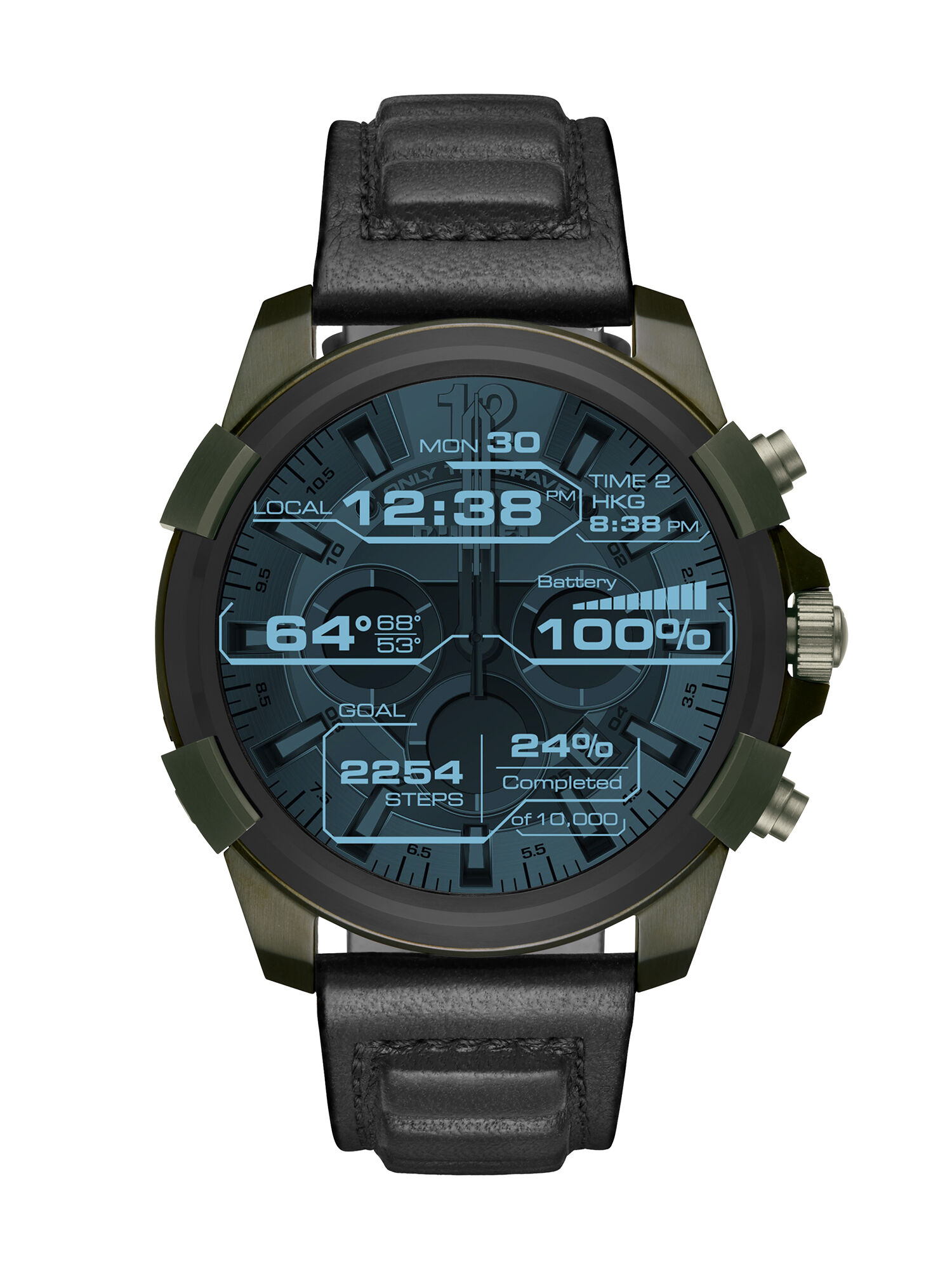 Diesel - DT2003, Smartwatch con pantalla táctil y correa en piel, 48 mm Hombre in Verde - 1