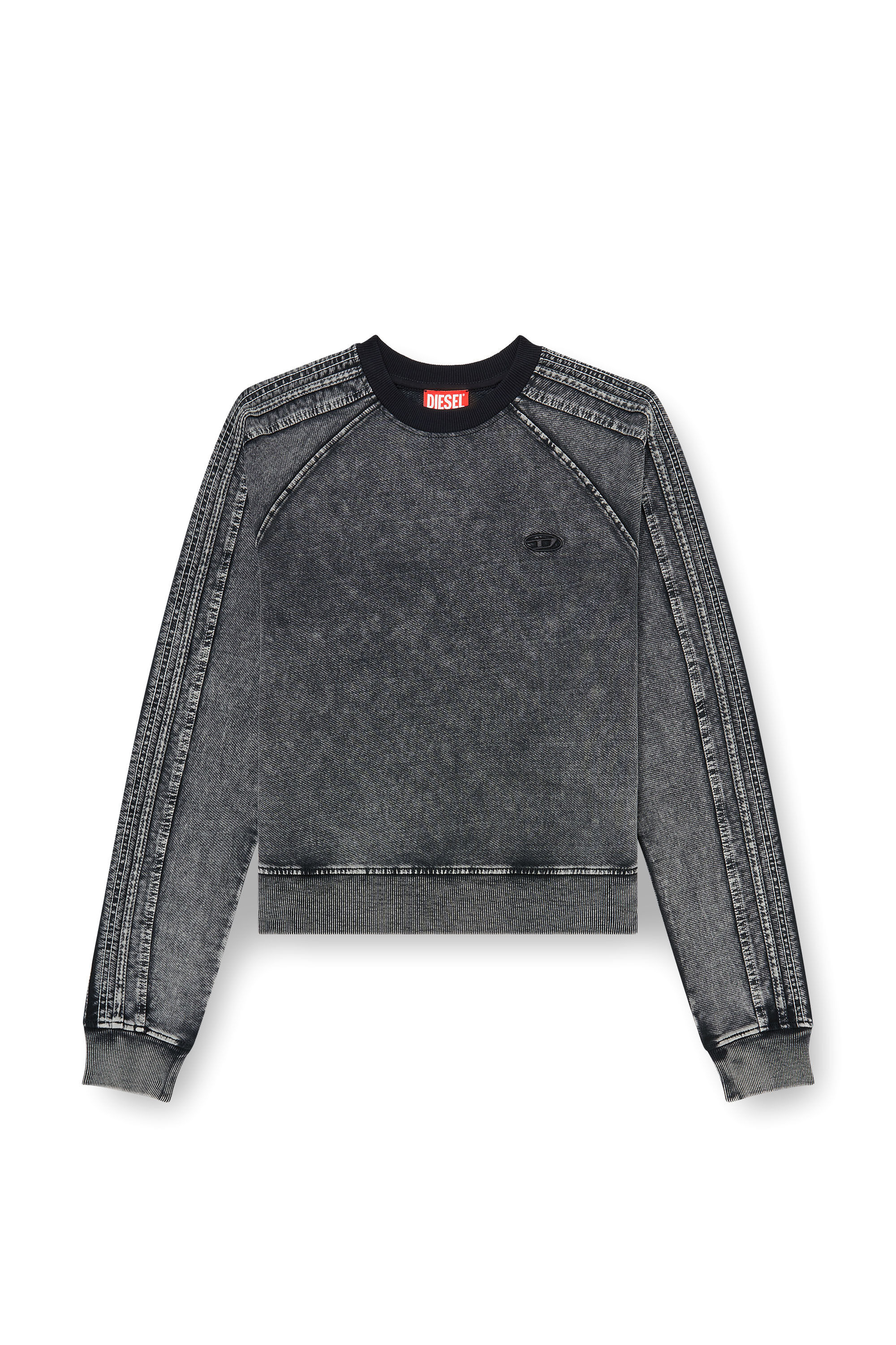 Women's Sweatshirt with bands and Oval D embroidery | Grey