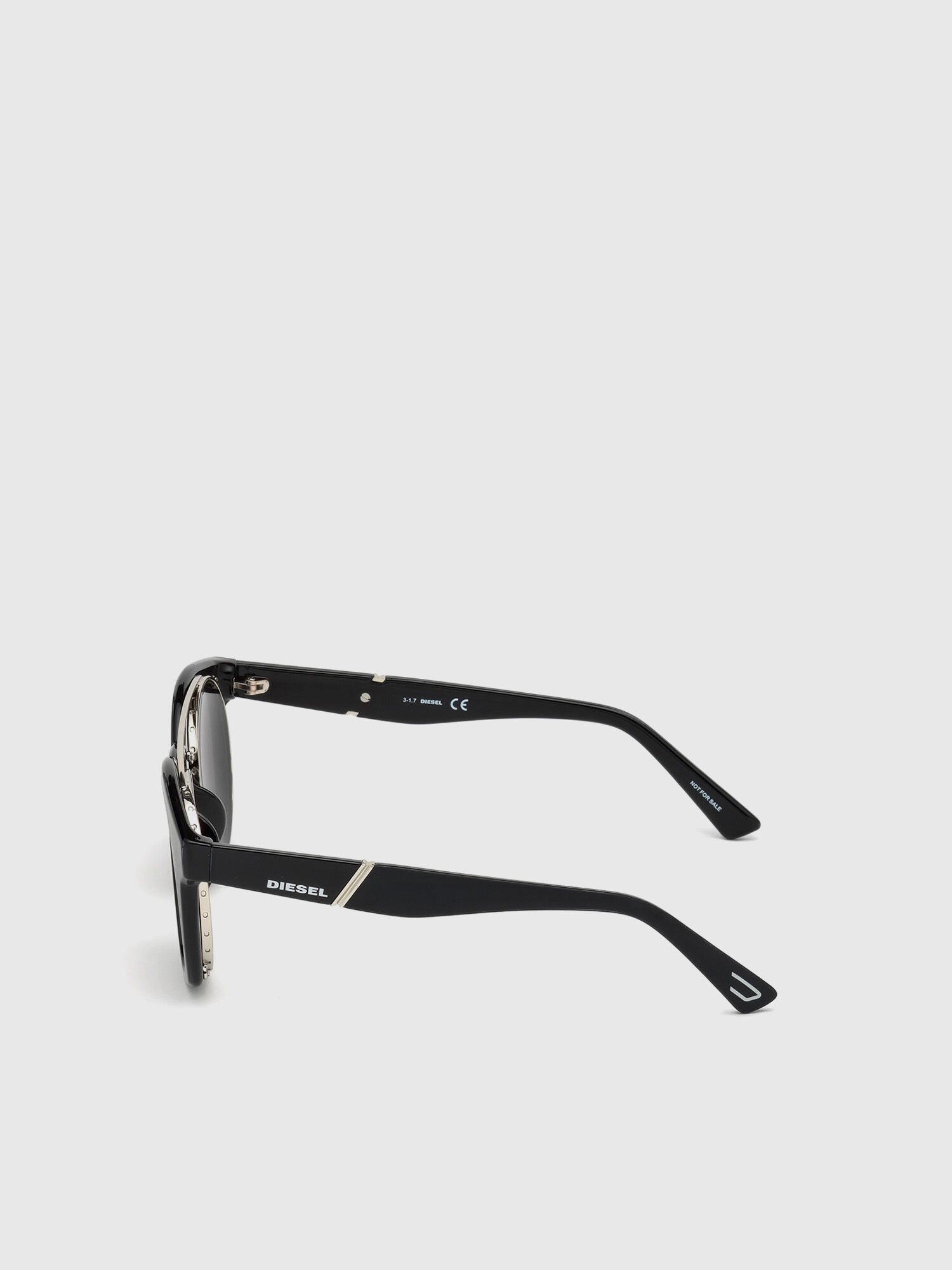 Diesel - DL0251, Unisex's Round shape eyewear with shiny clip-back in Bright Black - 2
