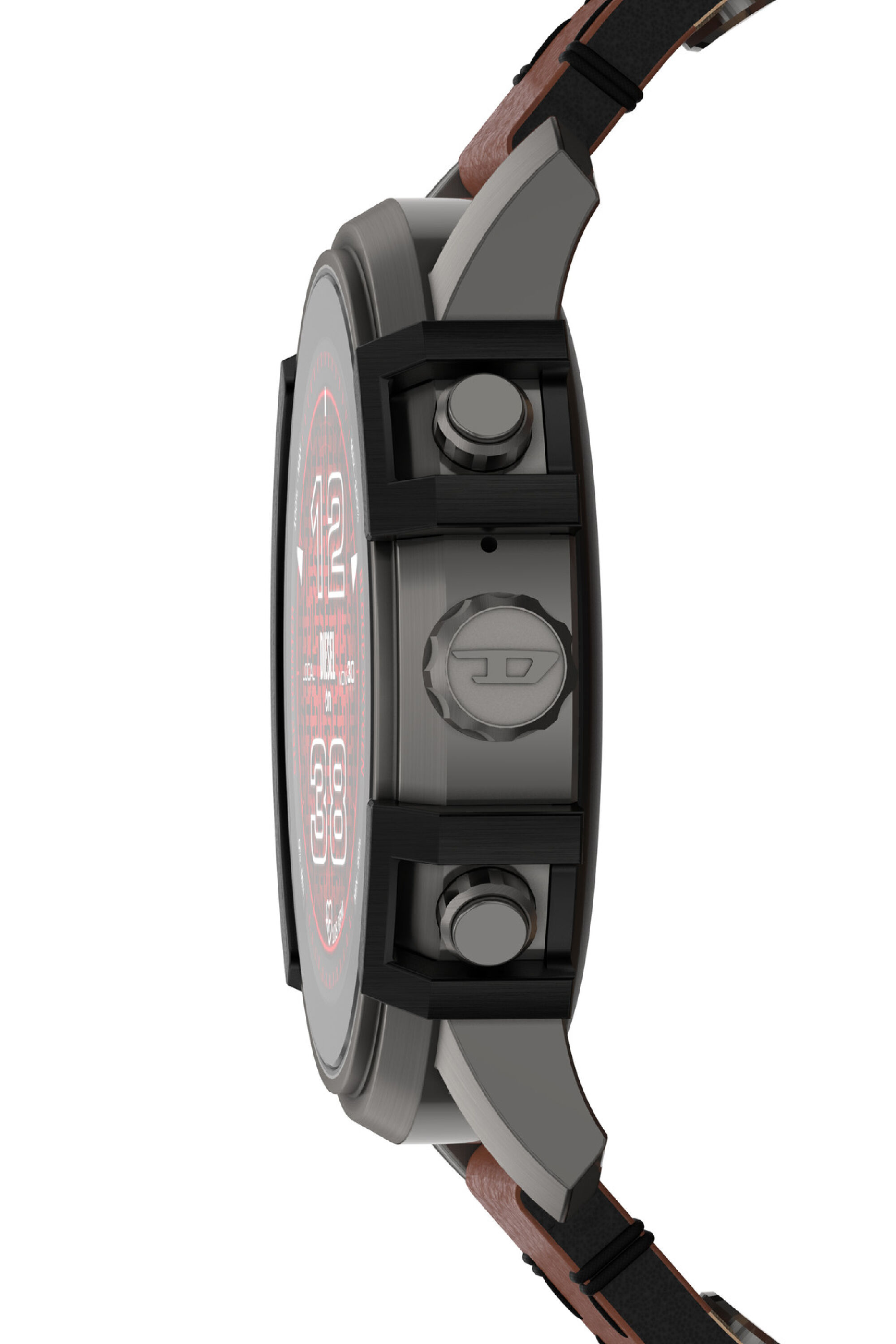 DIESEl ディーゼル メンズ スマートウォッチ Dzt2043 レッドメンズ Men's Griffed leather smartwatch | Brown | Diesel