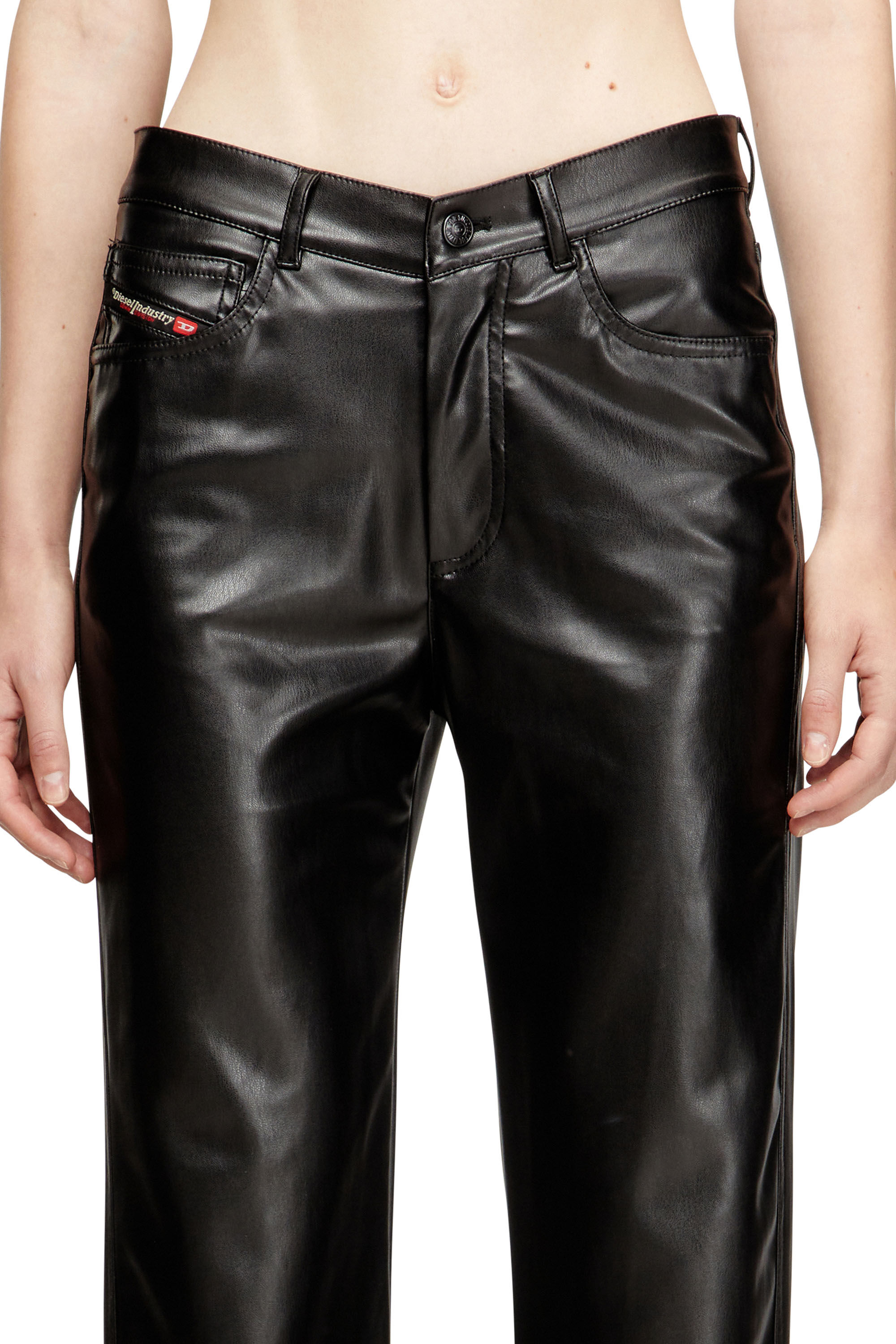 Diesel - P-LAIN, Woman's Five pocket pants in coated fabric in Black - 4