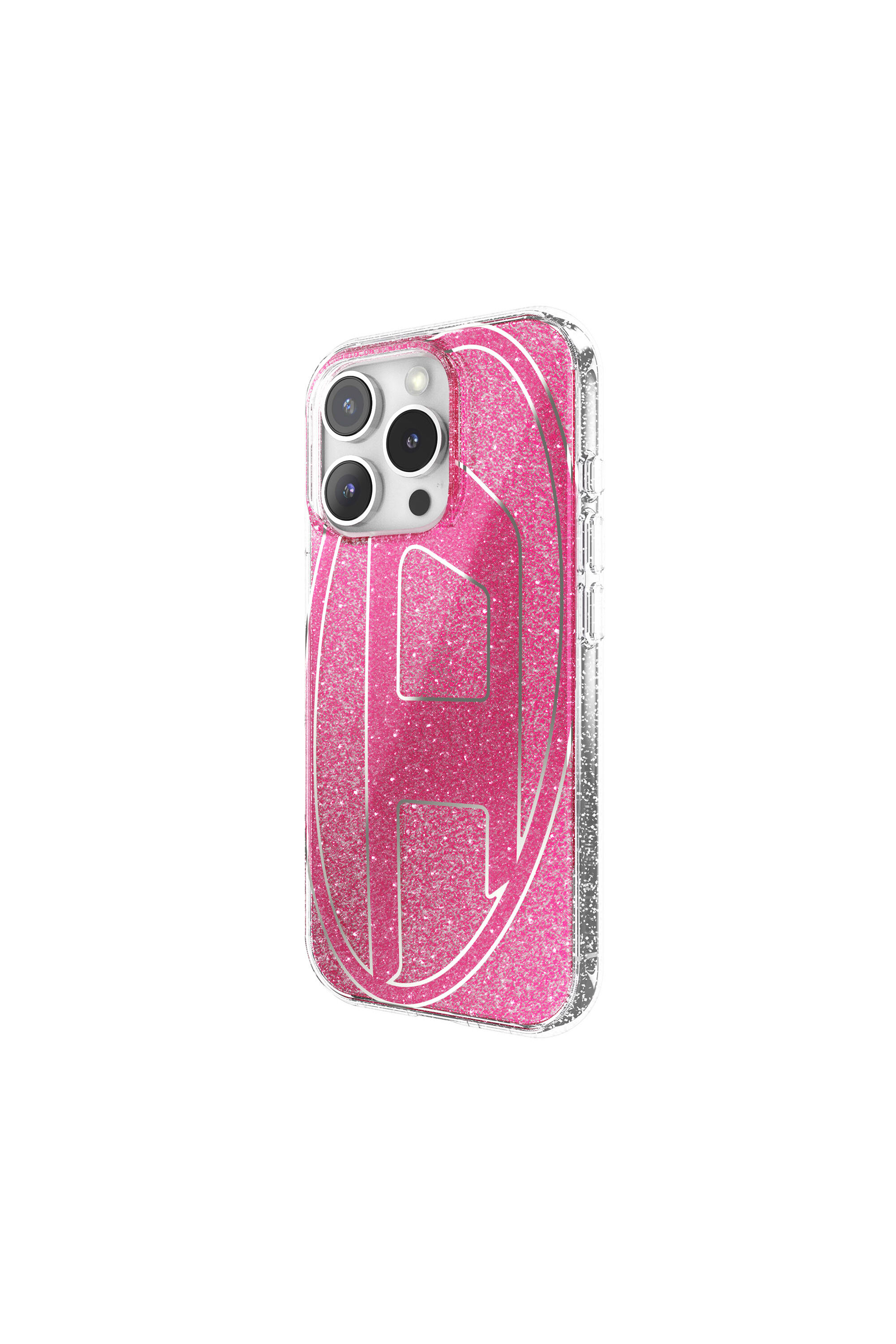 Women's Oval D Glitter Case for iP 16 Pro | Pink | Diesel {{Country}}