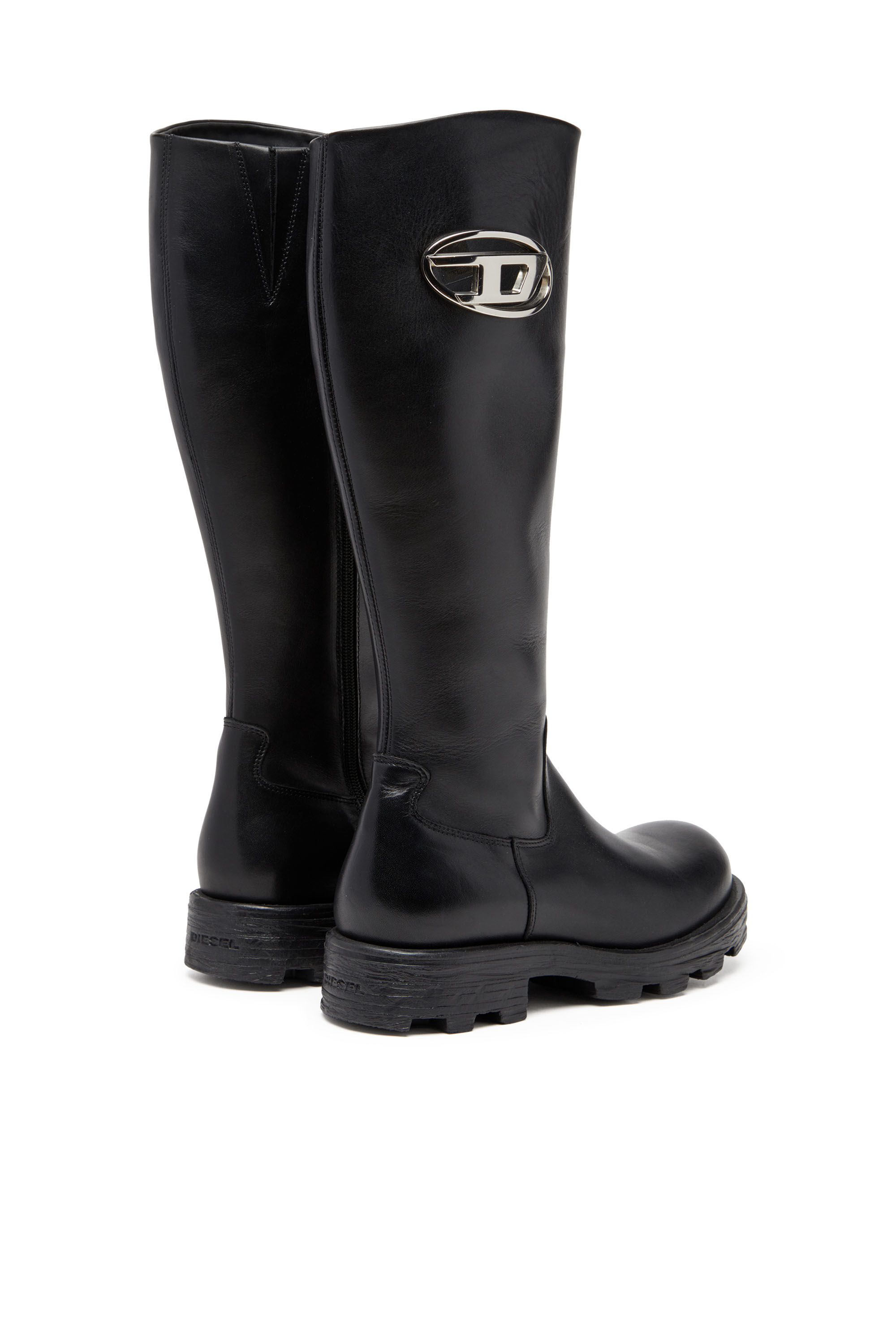Women's D-Hammer-Leather knee-high boots | Black | Diesel {{Country}}