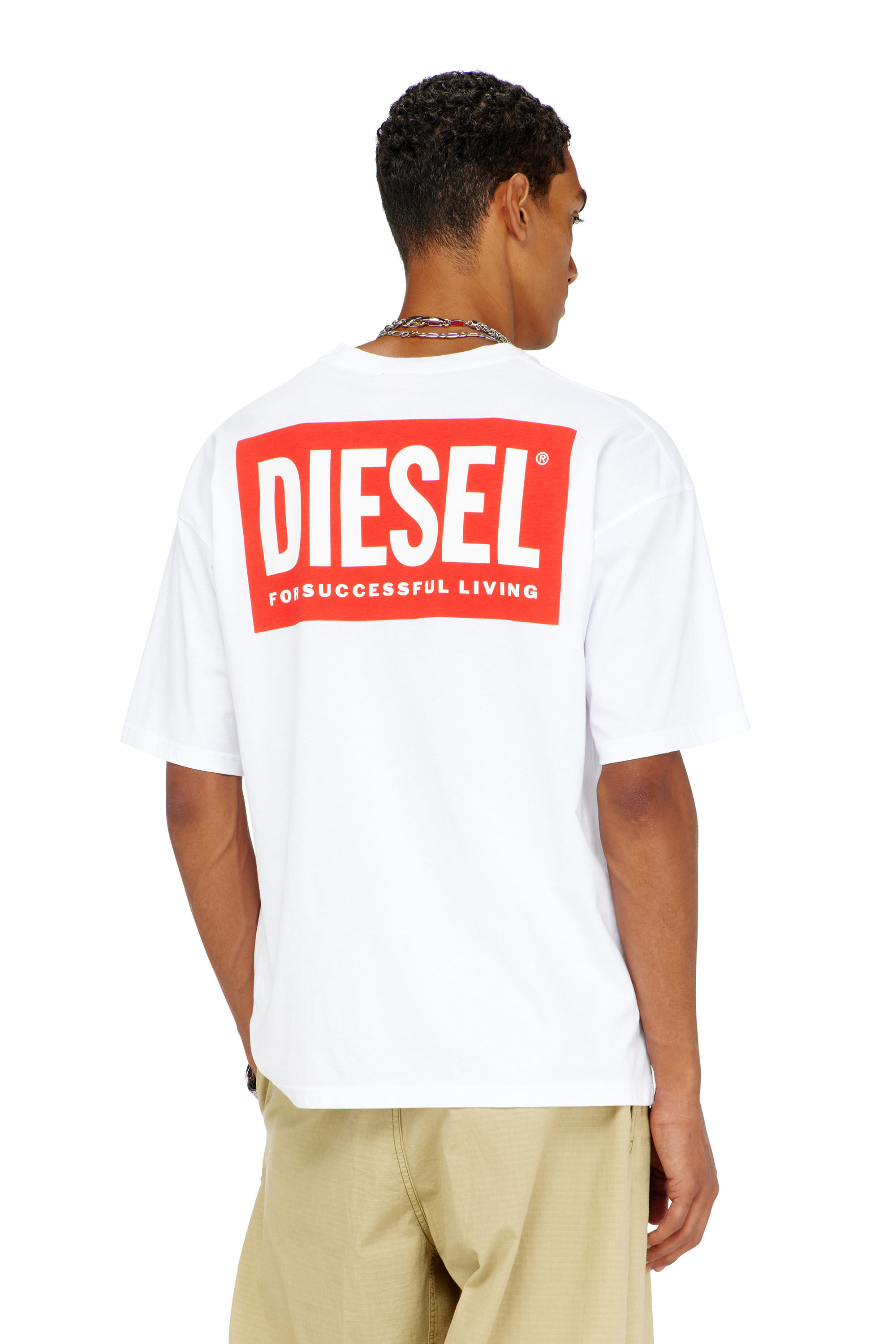 Men's Cotton T-shirt with Diesel Biscotto print | White | Diesel US