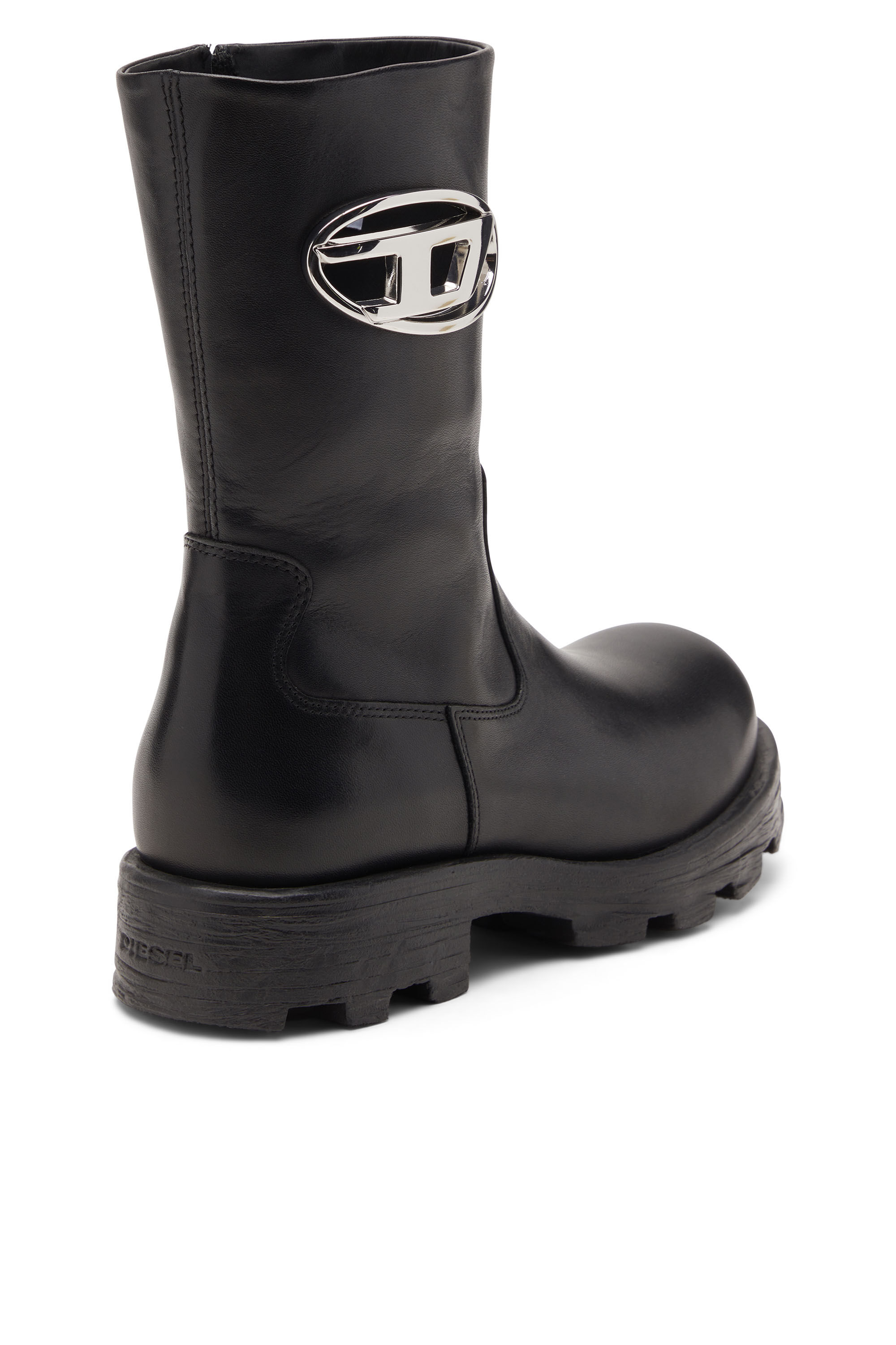 Diesel - D-HAMMER BKR D W, D-Hammer-Bottes de motard en cuir brillant Femme in Noir - 4