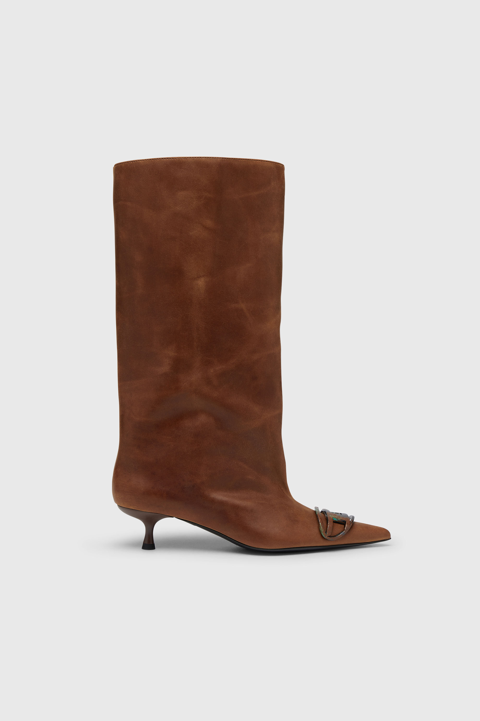 Women's D-Venus-Knee-high boots in oiled leather | Brown | Diesel