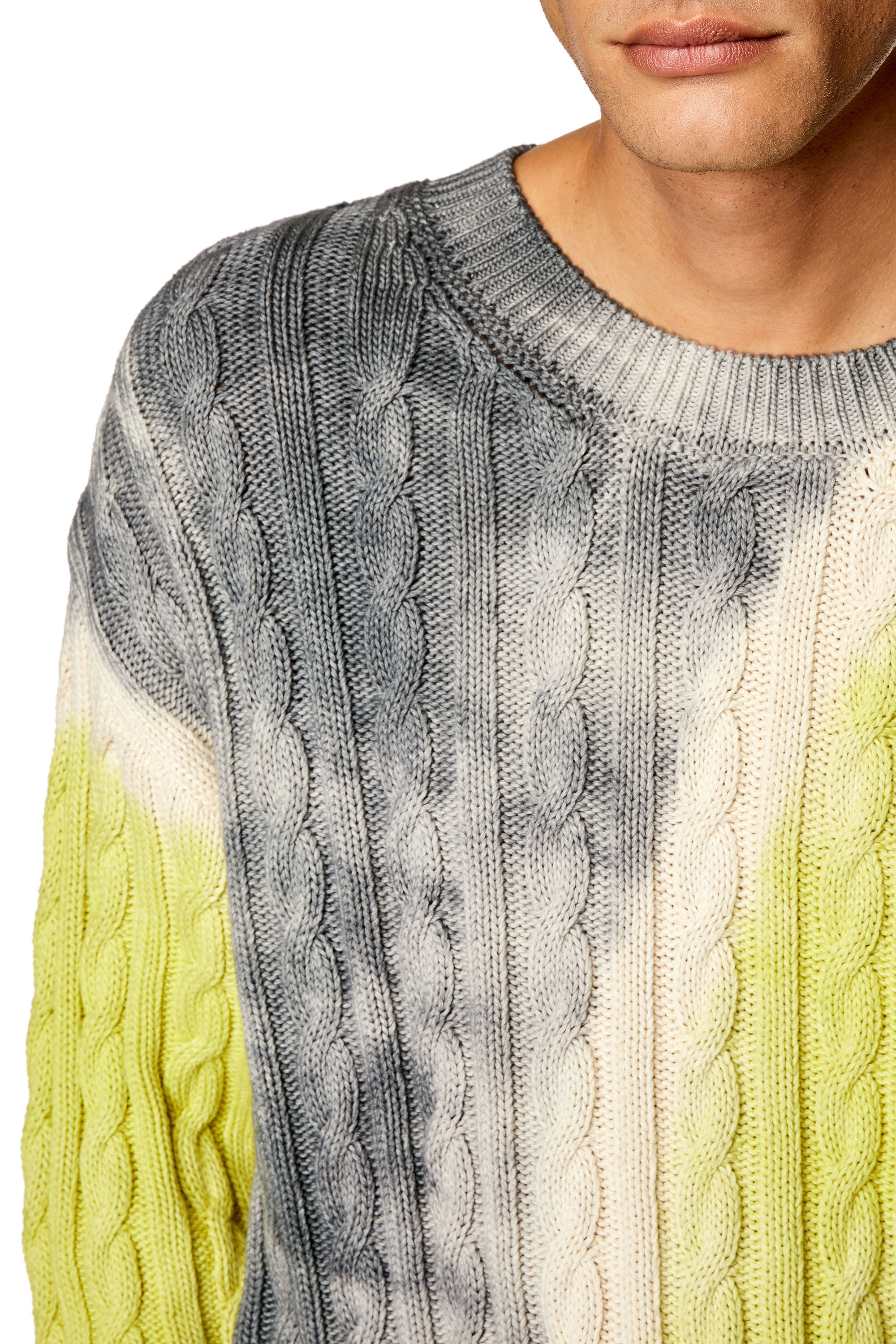 Diesel - K-JANCI, Male's Tie-dye jumper in cable-knit cotton in Grey/Green - 5