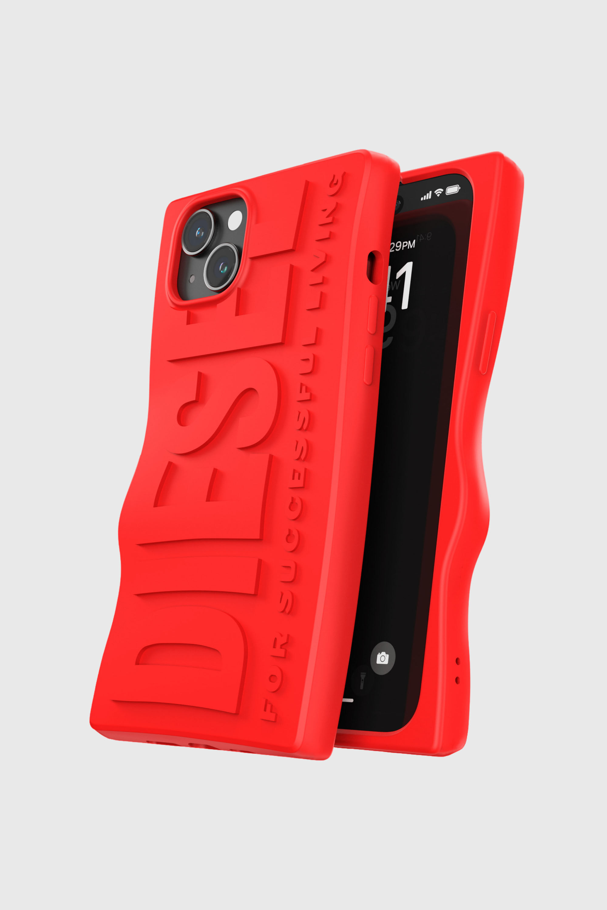 Diesel - 54118 MOULDED CASE, Unisex's D By case iP15 Plus in Red - 4