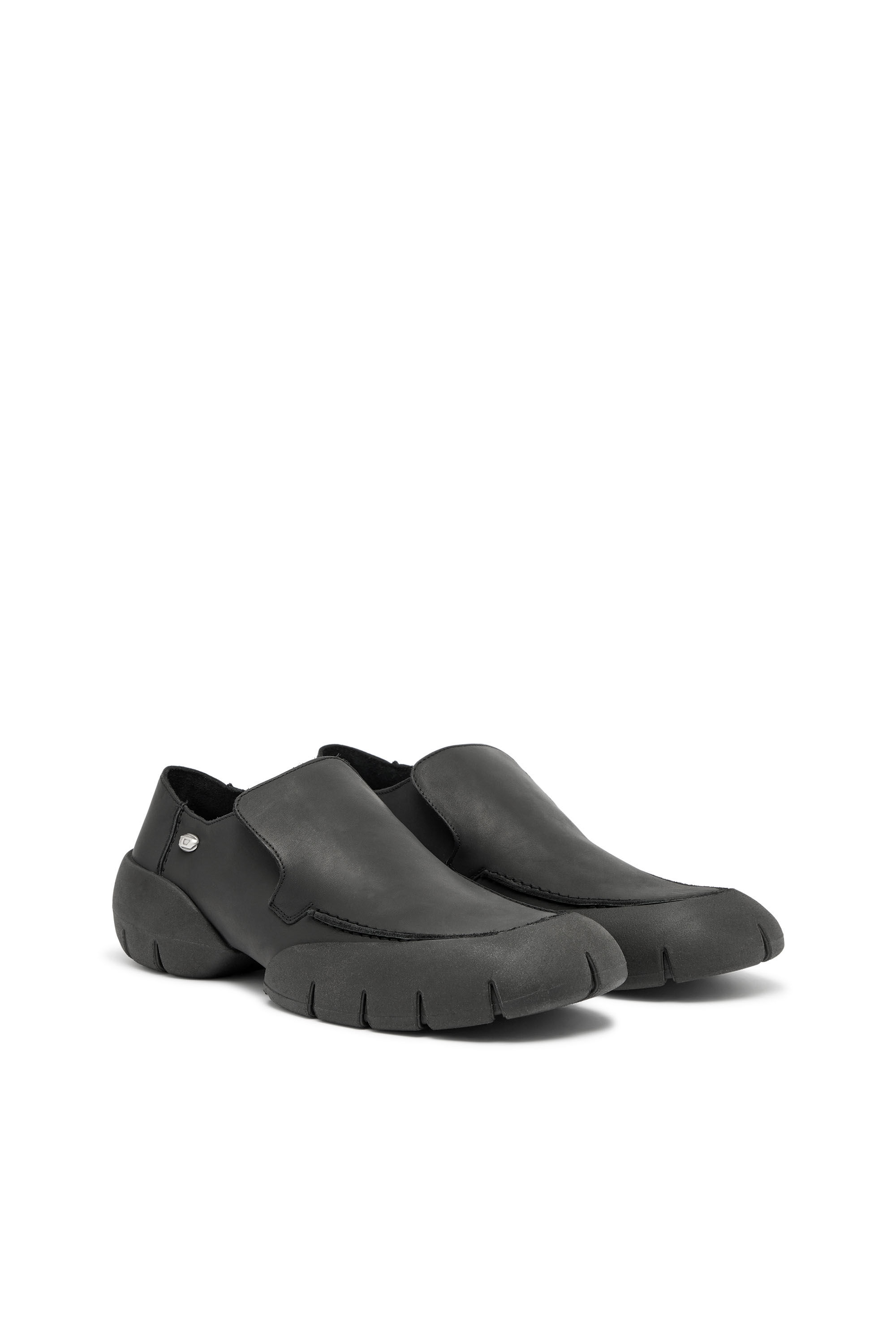 Men's D-Mathieu-Brushed leather loafer with rubber sole | Black