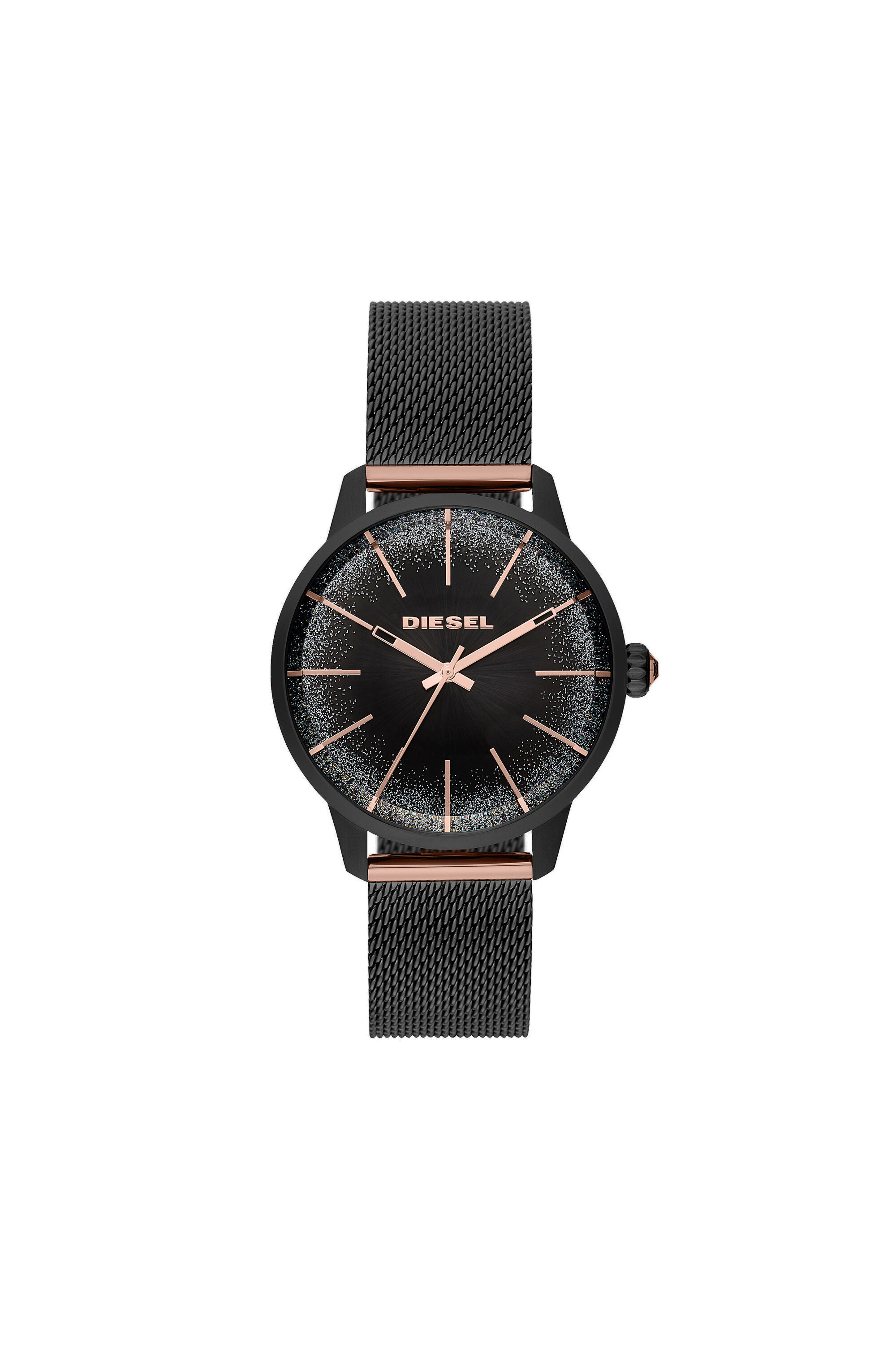 Diesel - DZ5577, Woman's Castilla three-hand watch in black stainless steel in Black/Pink - 1