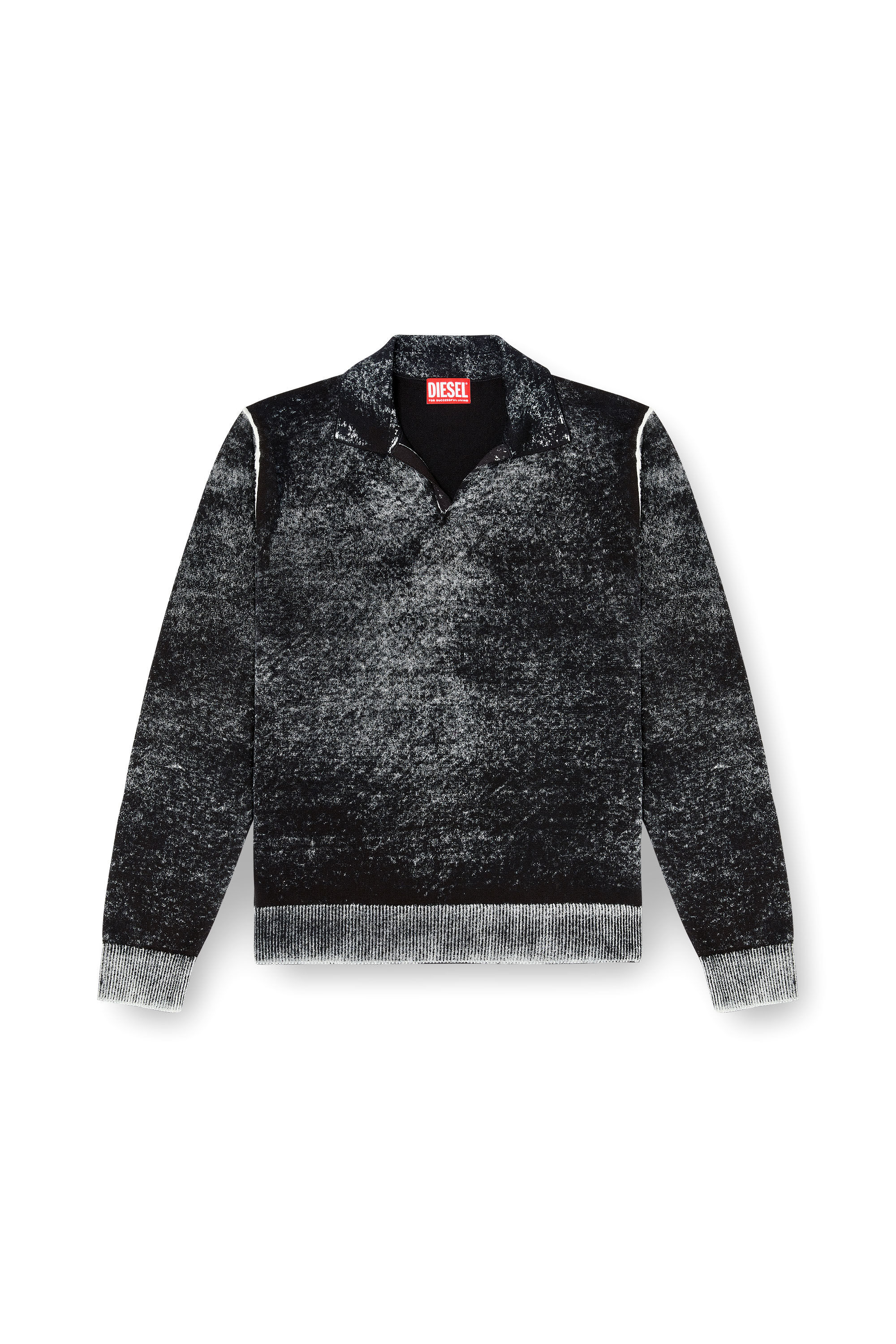 Diesel - K-LAWRENCE, Man's Polo jumper with faded reverse print in Grey/Black - 2