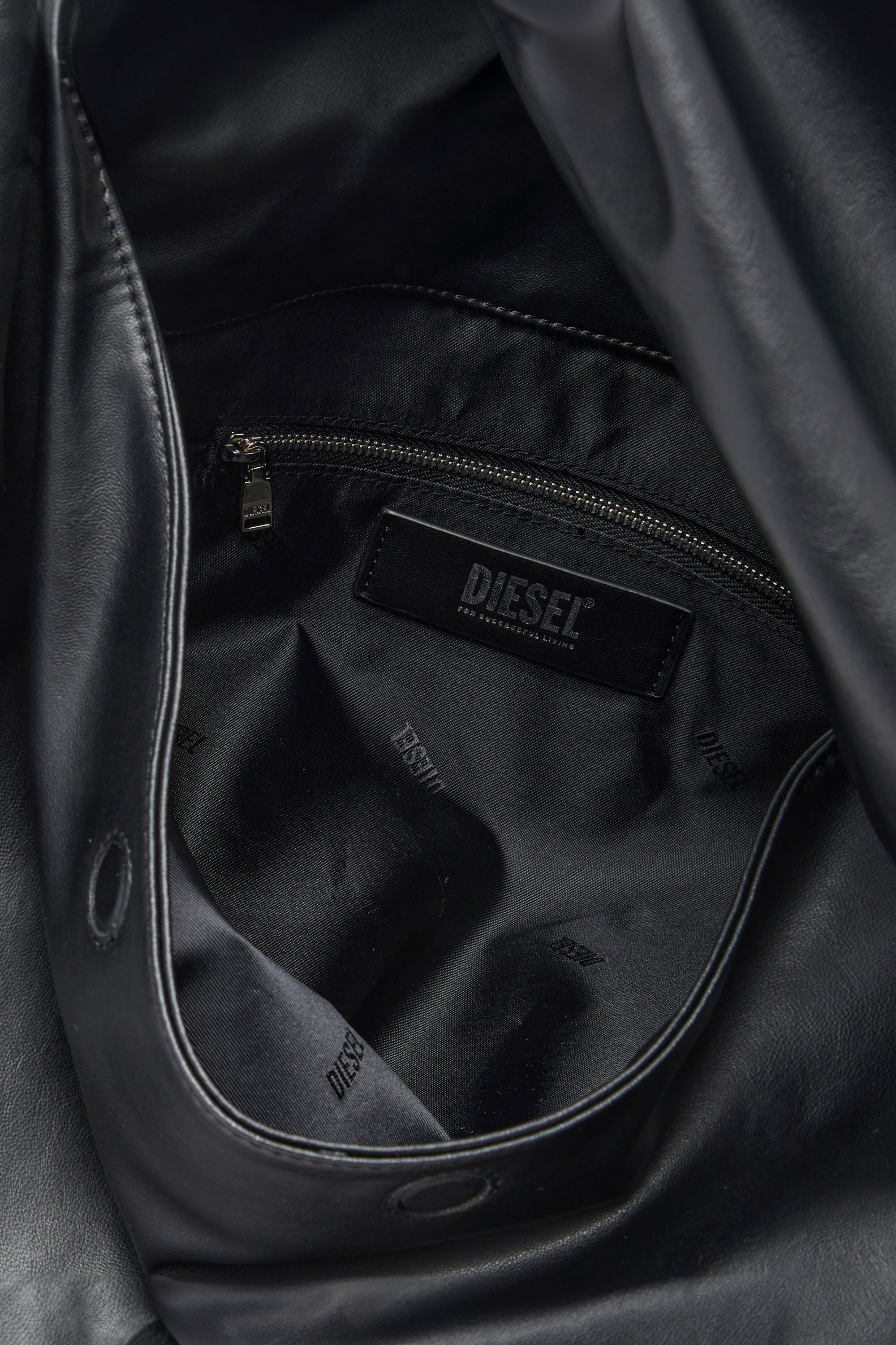 Diesel - GRAB-D HOBO M, Female's Grab-D M-Embellished hobo bag in stretch PU in Black - 2
