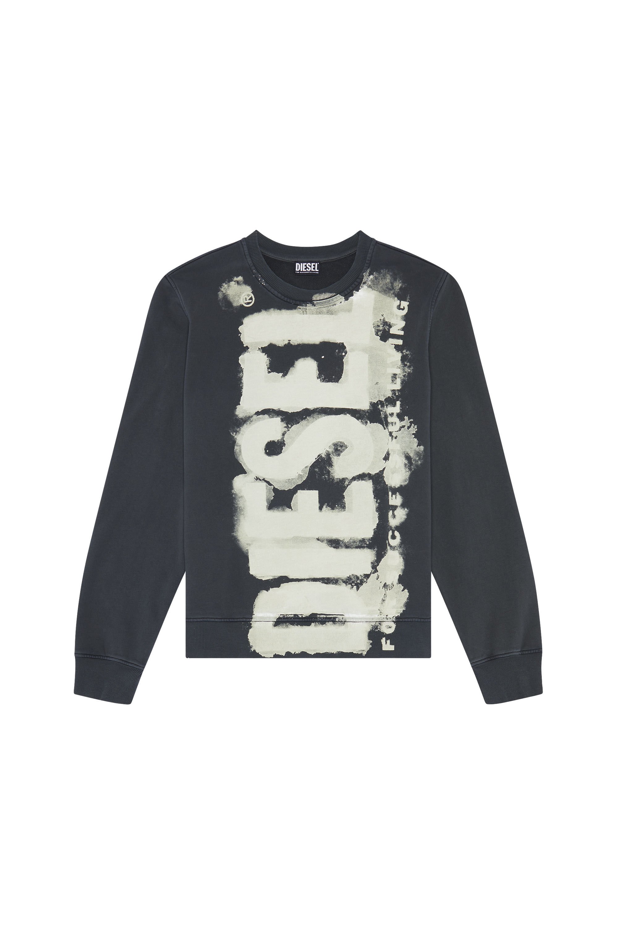 Diesel - S-GINN-E5, Male's Sweatshirt with bleeding-effect logo in Grey - 2