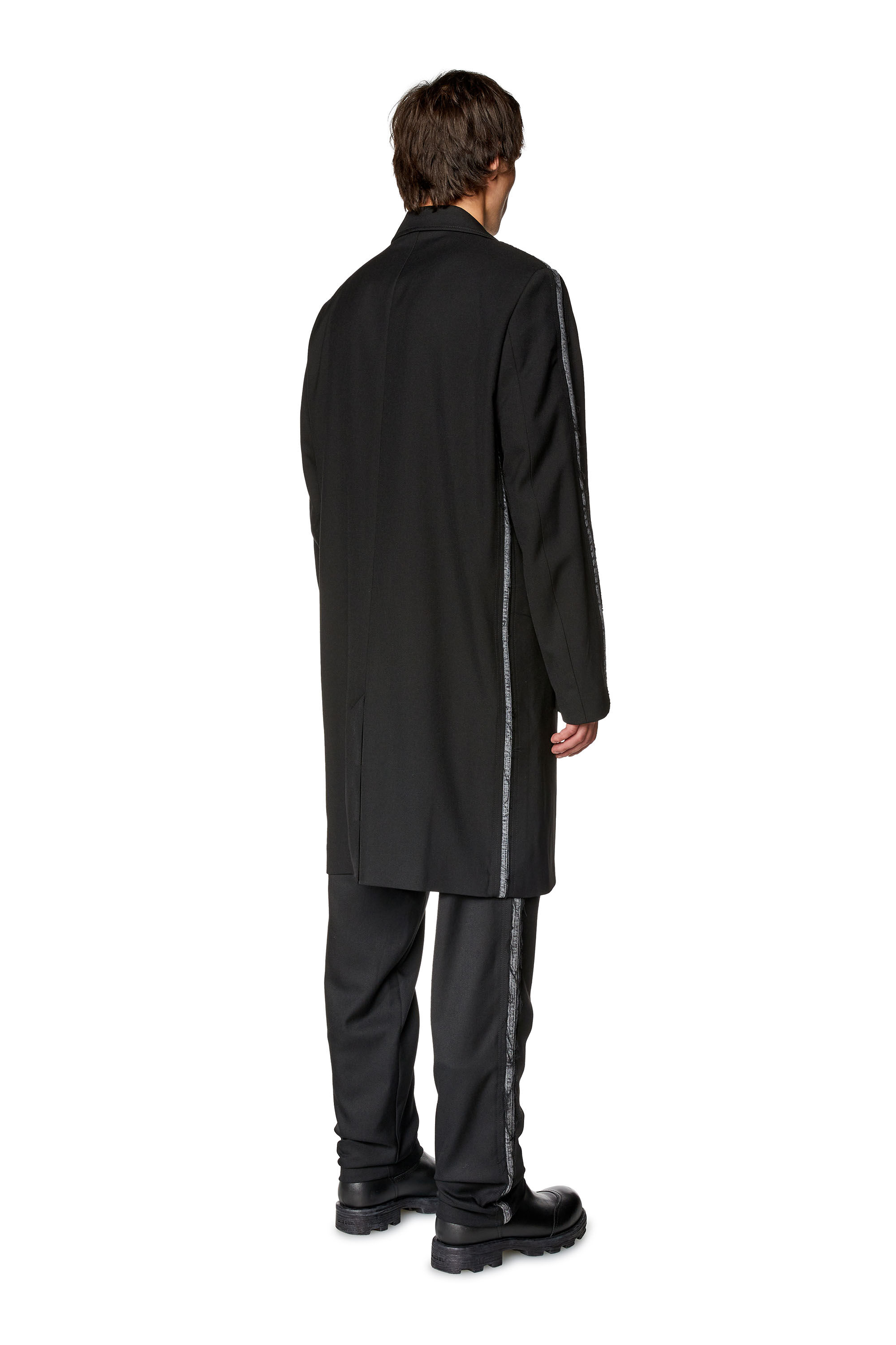 Diesel - W-HIVO, Veste en laine fraiche avec empiècements en denim Homme in Noir - 4