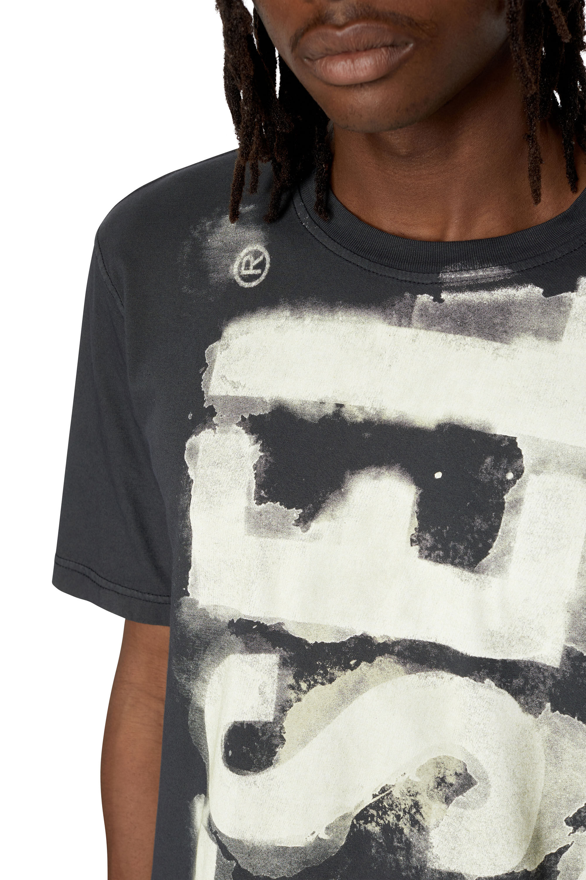 Diesel - T-JUST-E16, Man's T-shirt with bleeding logo print in Dark grey - 4