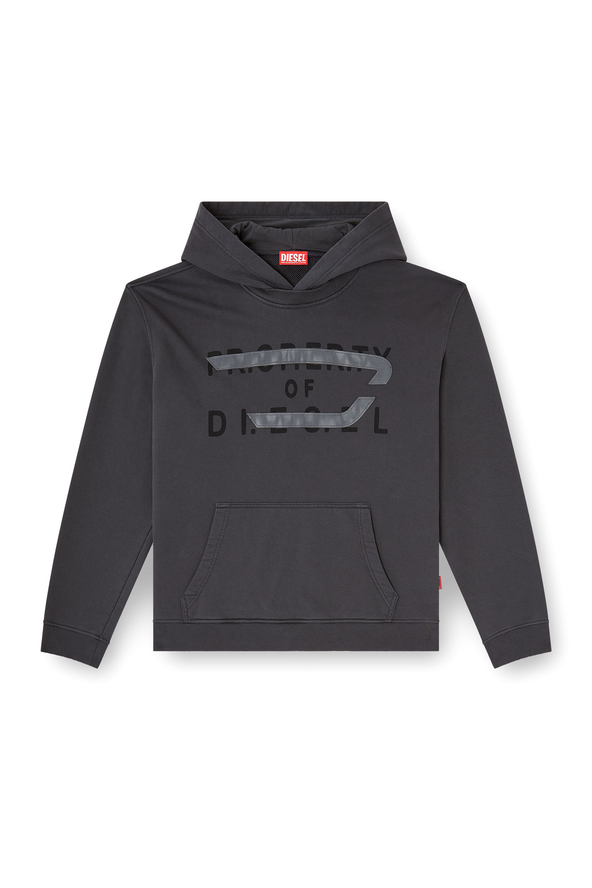Men's Cotton hoodie with D appliqué | Grey | Diesel
