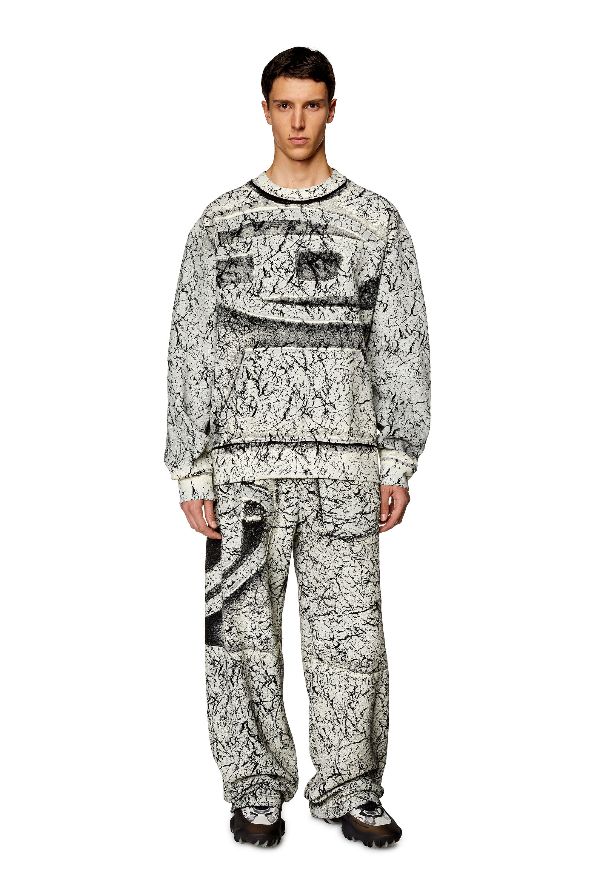 Diesel - P-MARKOVAL, Male's Track pants with cracked coating in Black/White - 1