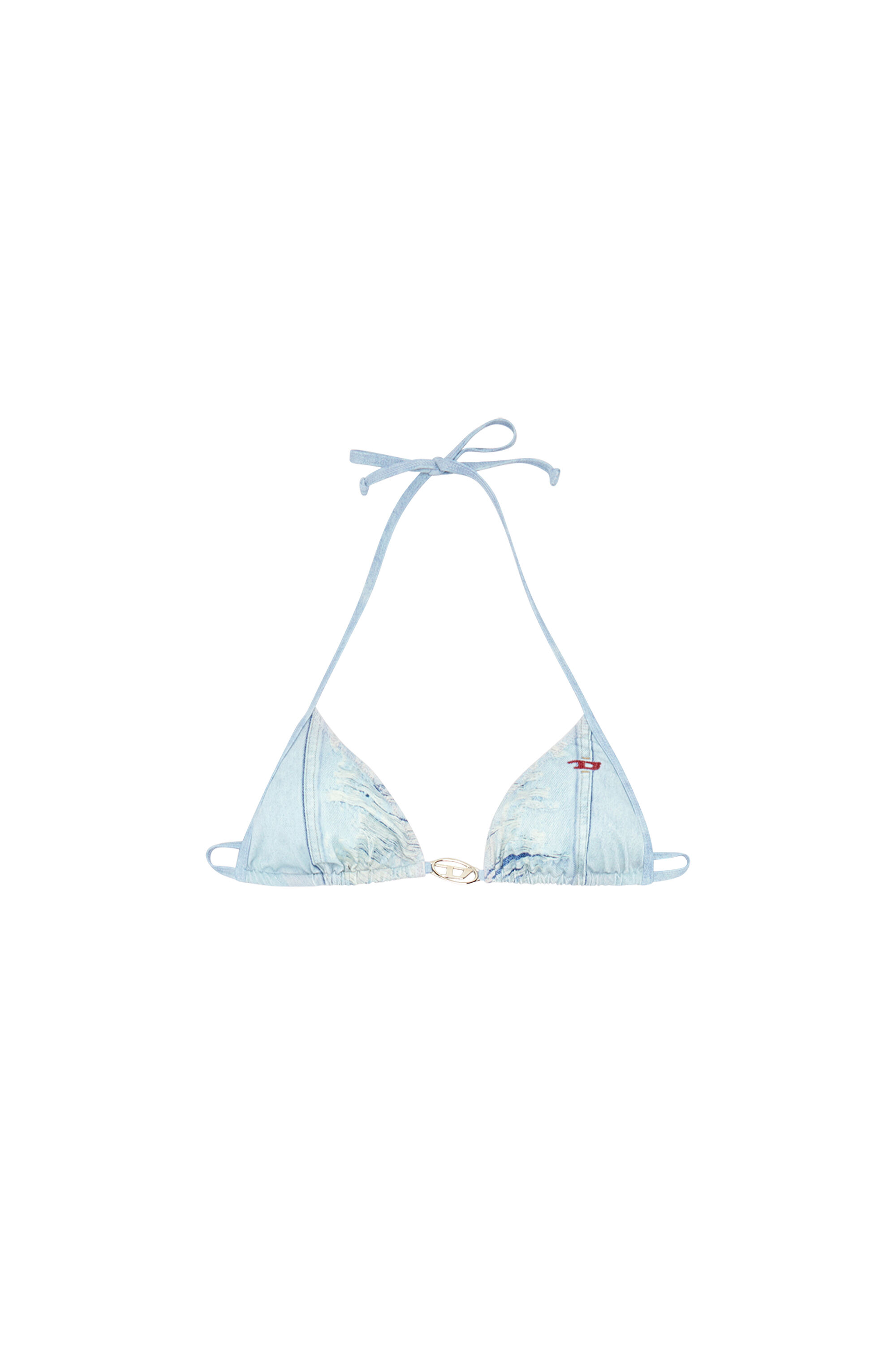 Diesel - BFB-SEES-T, Woman's Triangle bikini top with denim print in Blue - 4