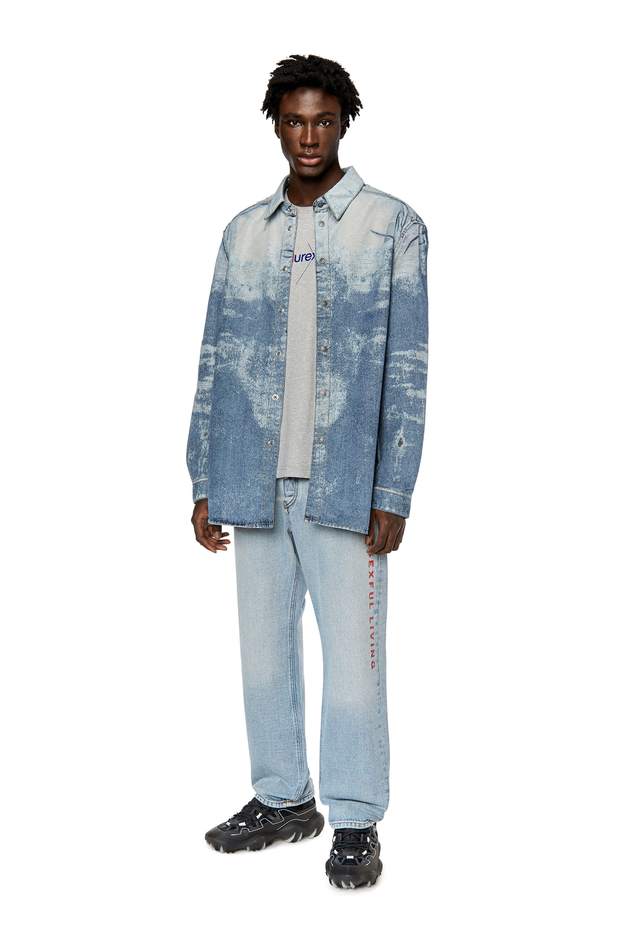 Diesel - DX-T-NLABEL, T-shirt en tissu mélangé avec logo Durex Homme in Gris - 1