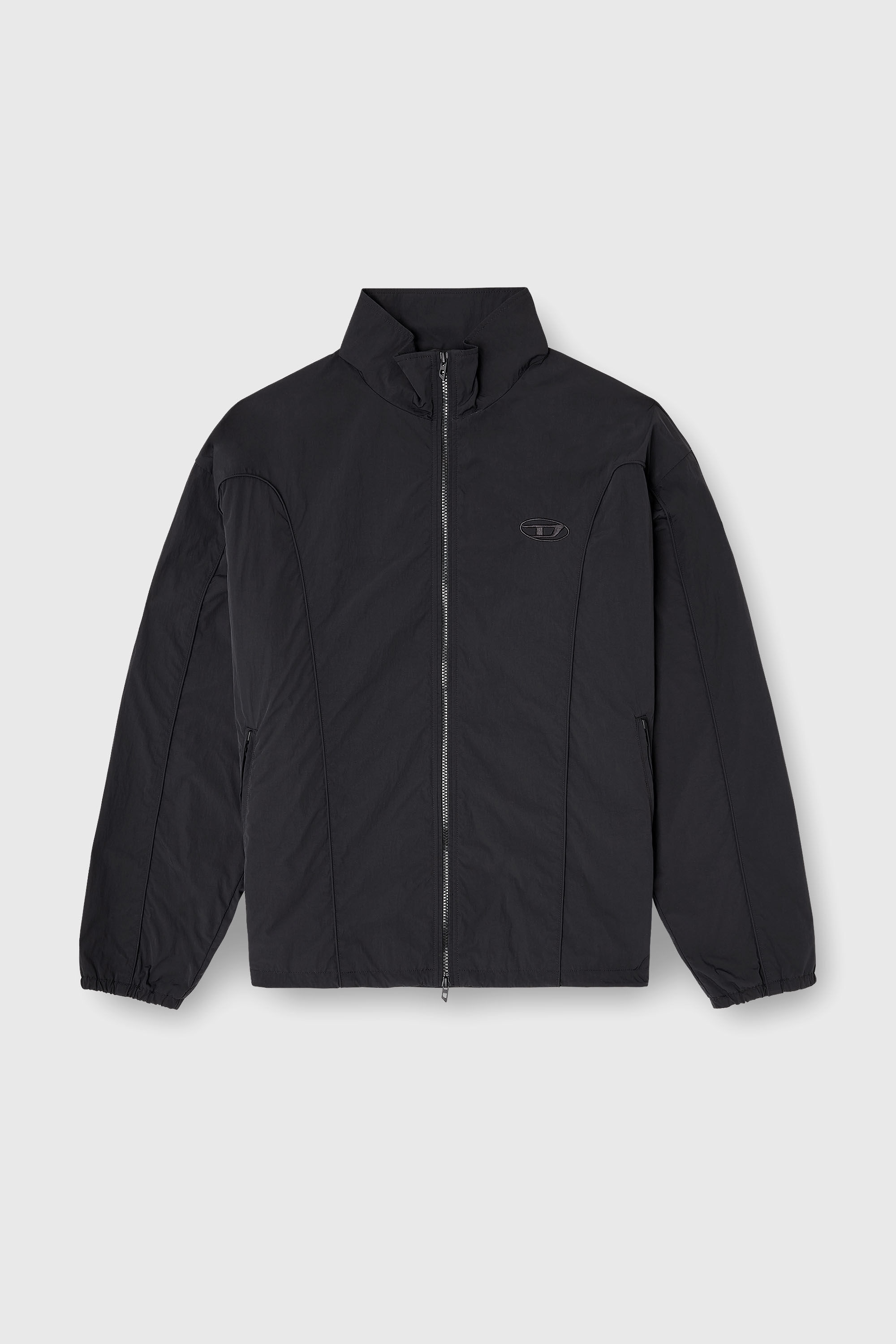 Diesel - J-FIVE-WRD-AKAD, Chaqueta de nailon arrugado con ribetes Hombre in Negro - 2